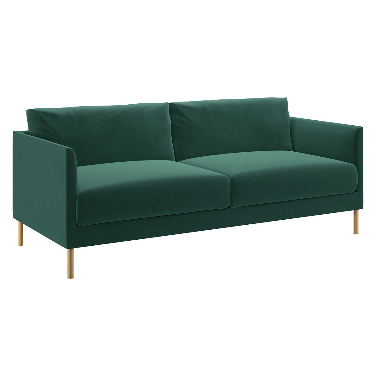 Hyde Green Velvet 3 Seater Sofa, Wooden Legs, Green – image 3
