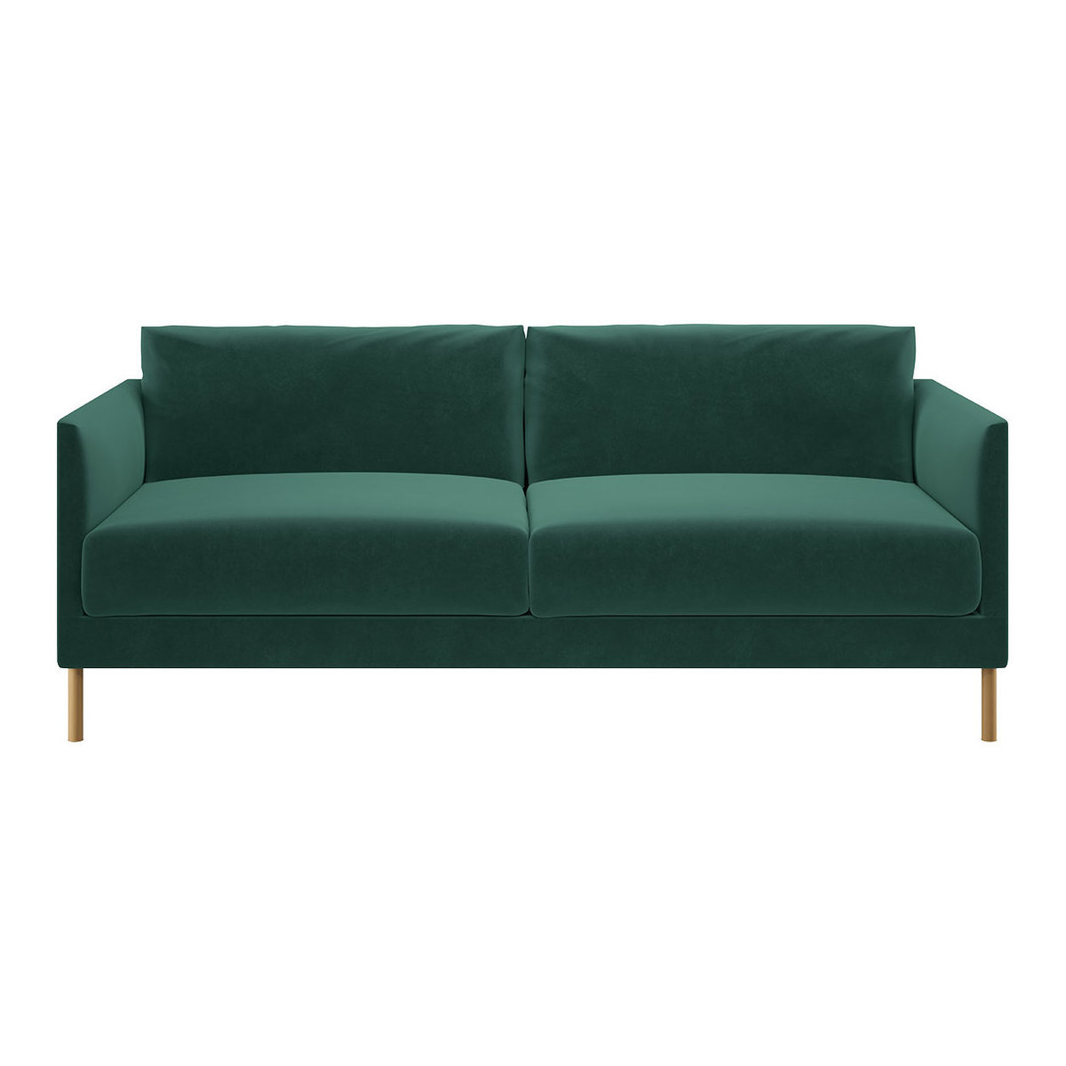Hyde Green Velvet 3 Seater Sofa, Wooden Legs, Green – image 1