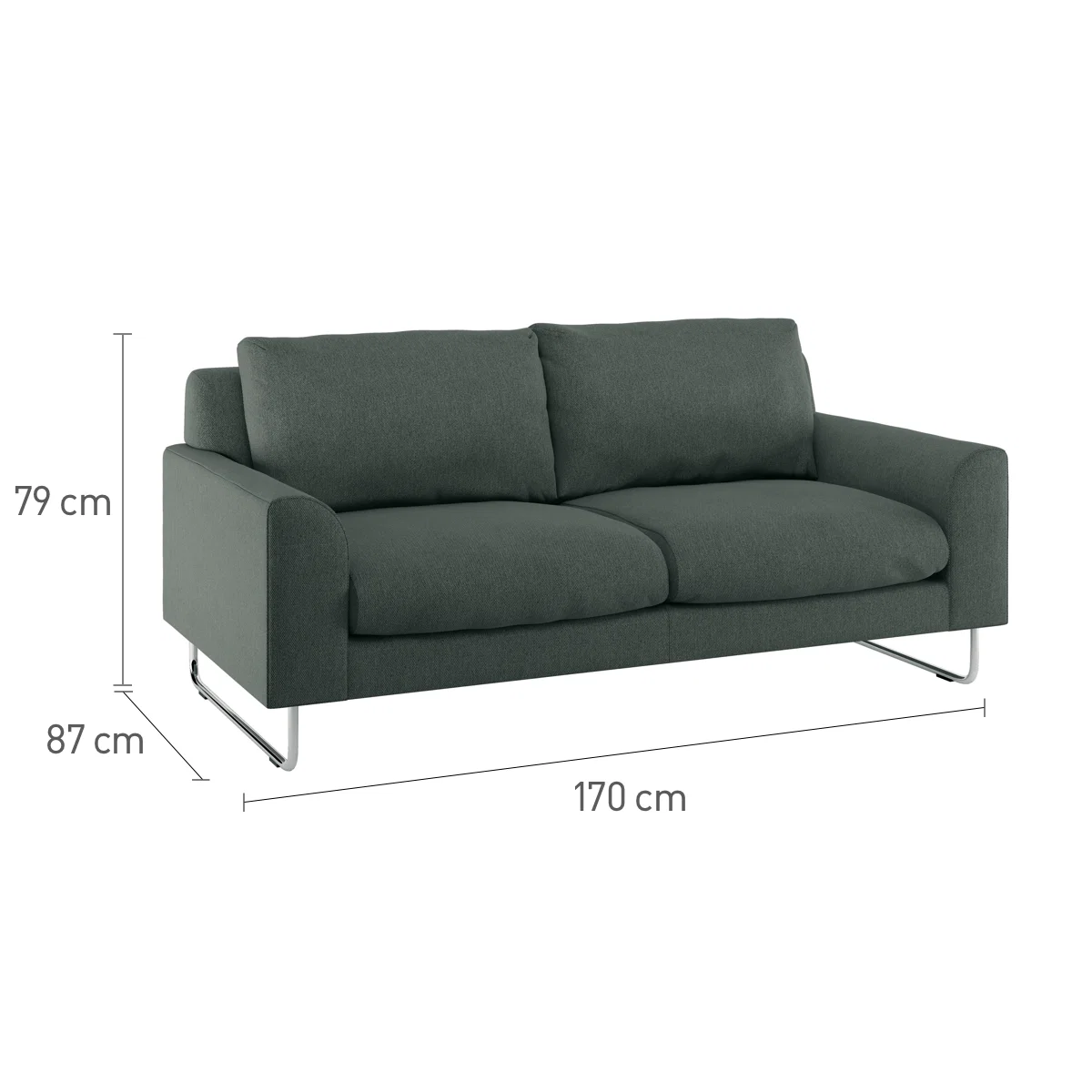Lyle Grey Wool 2 Seater Sofa, Metal Legs, Grey – image 6