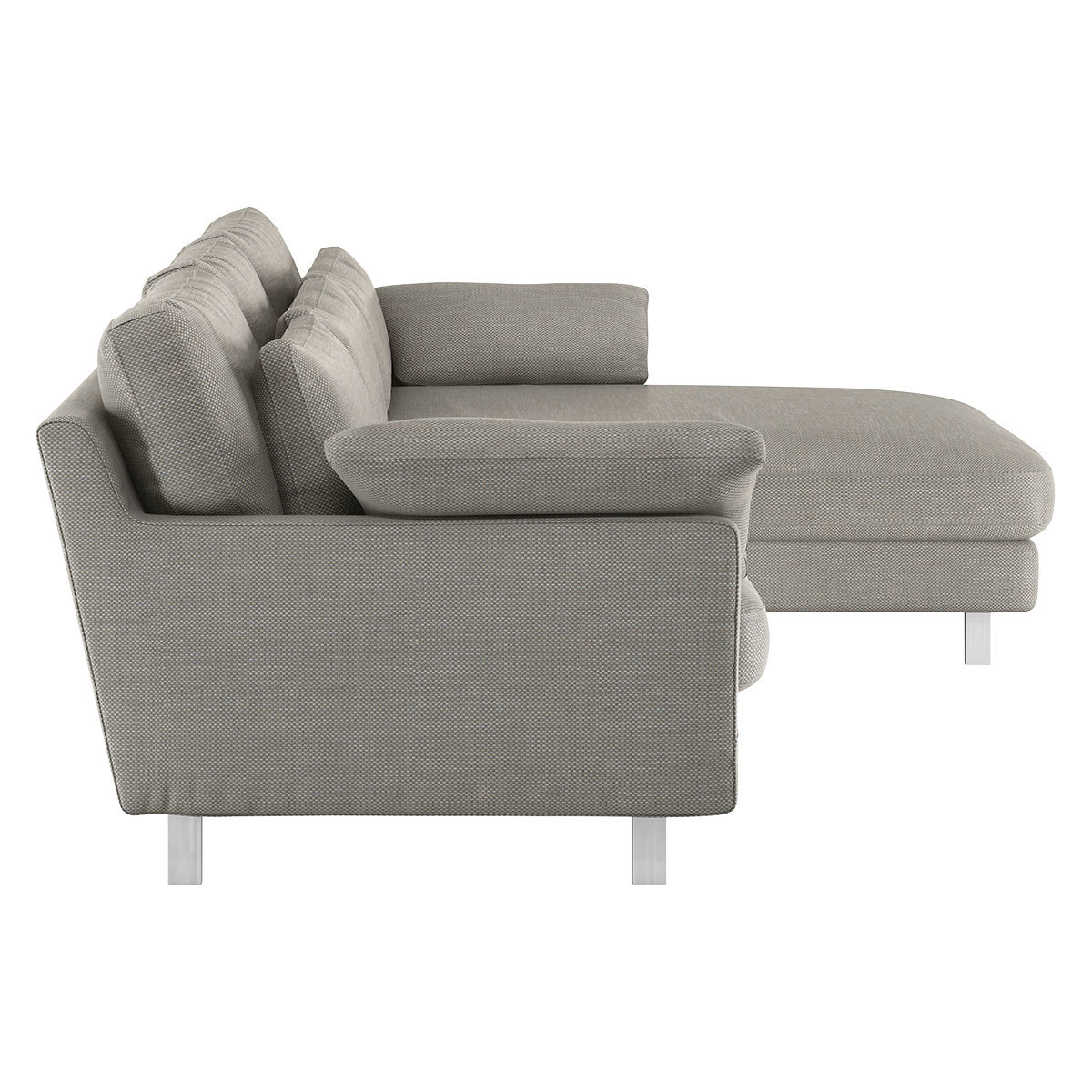 Cuscino Light Grey Textured FaBric Right-Arm Chaise Sofa, Grey – image 4