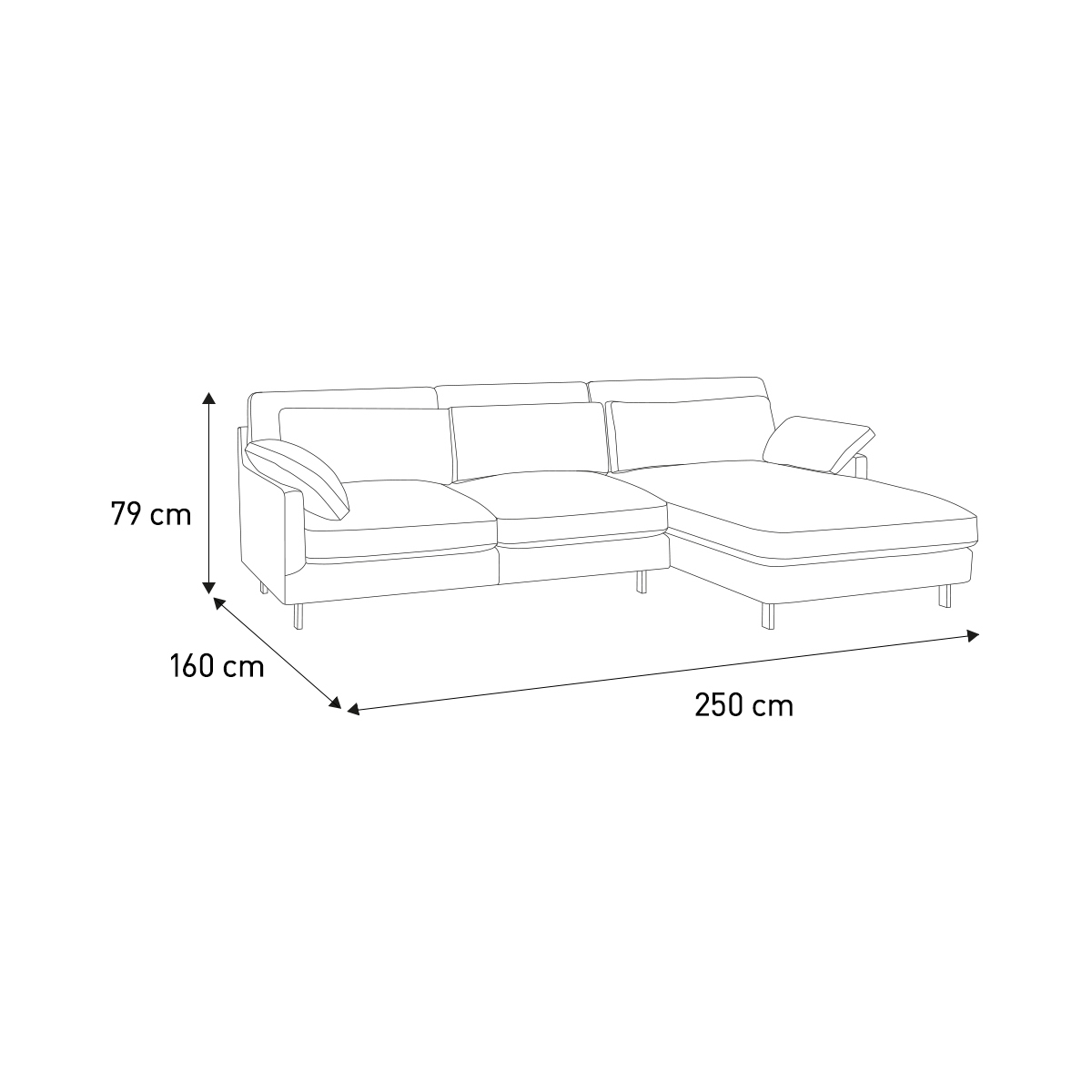 Cuscino Ink Blue 4 Seater Left Hand Chaise Sofa, Blue – image 7