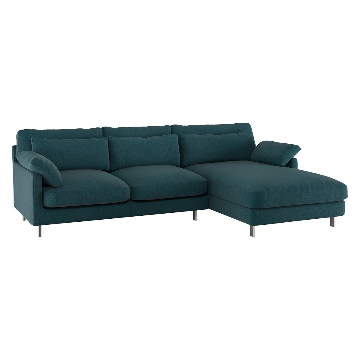 Cuscino Teal Green Wool Herringbone Right-Arm Chaise Sofa, Green – image 3