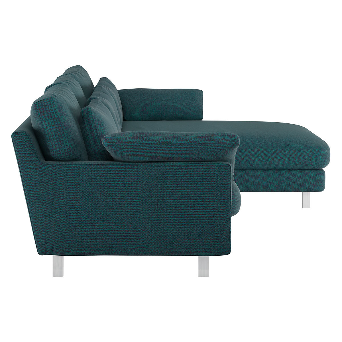 Cuscino Teal Green Wool Herringbone Right-Arm Chaise Sofa, Green – image 4