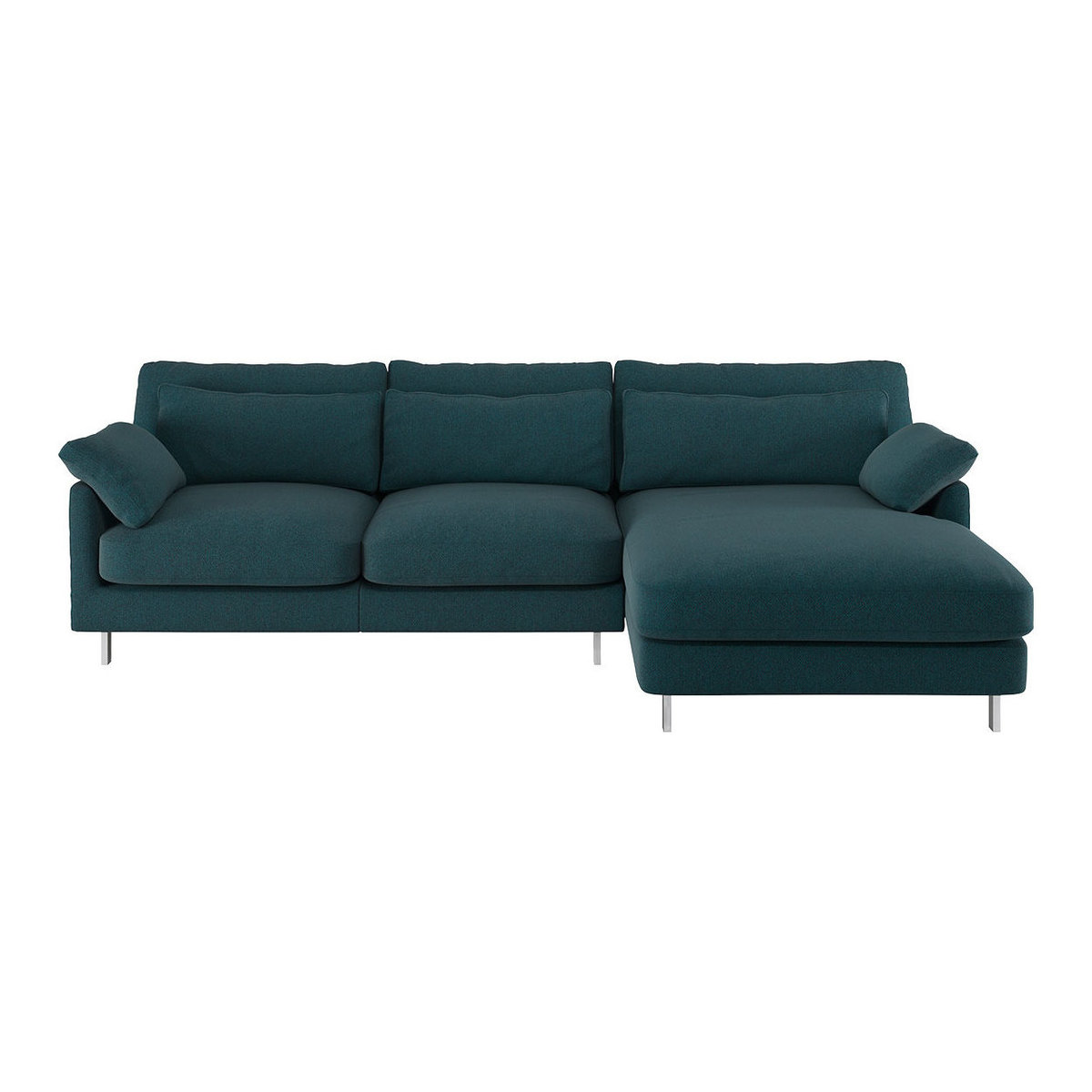 Cuscino Teal Green Wool Herringbone Right-Arm Chaise Sofa, Green – image 1