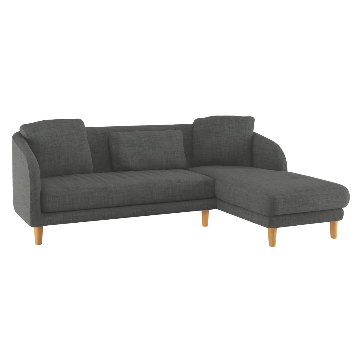 Colby Charcoal Grey Italian Woven FaBric Right Arm Chaise Sofa, Charcoal – image 3
