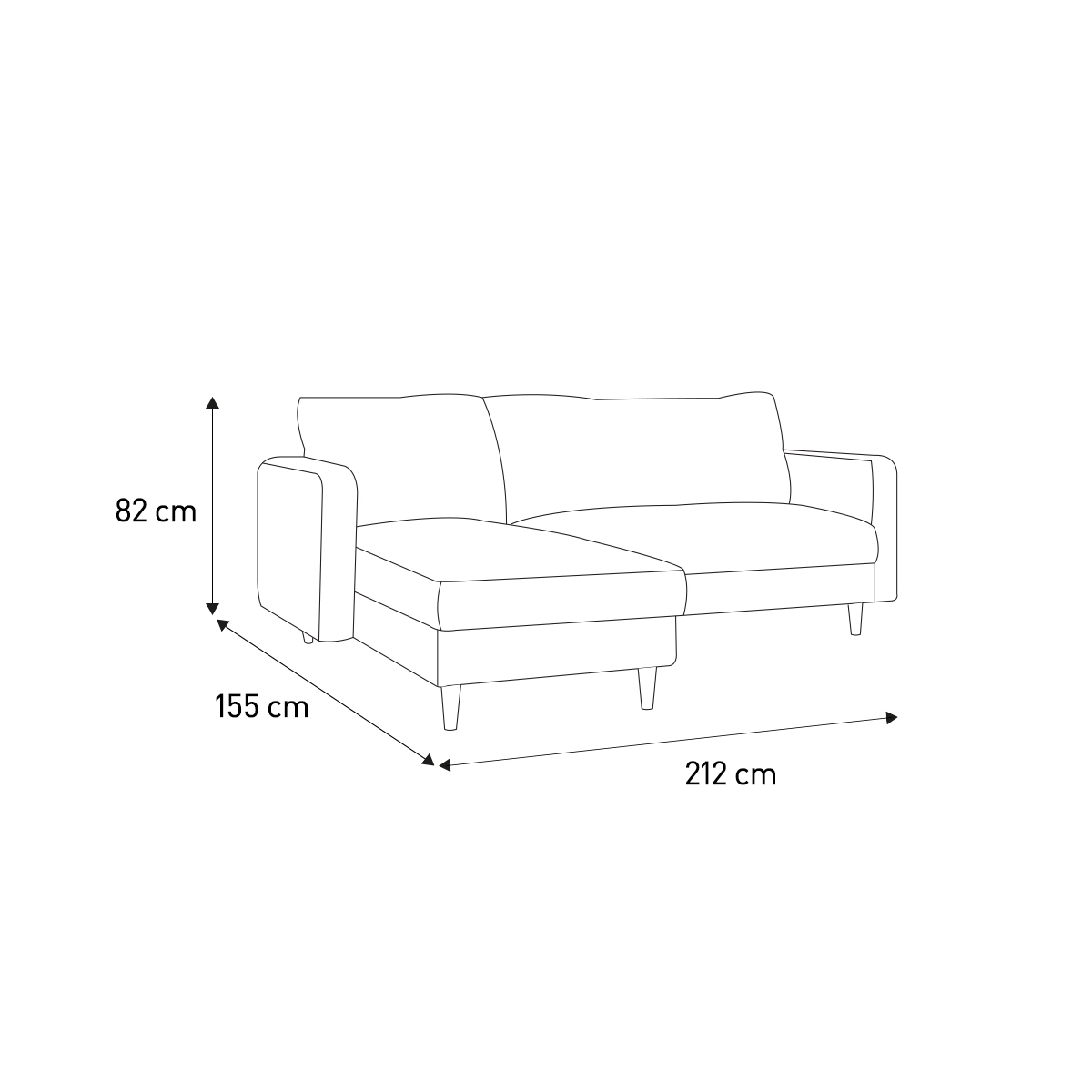 Naya Charcaol FaBric Left Hand Chaise Sofa, Charcoal – image 9