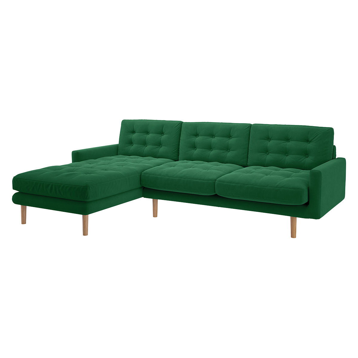 Fenner Green Velvet Left-Hand 4 Seater Chaise Sofa, Green – image 3