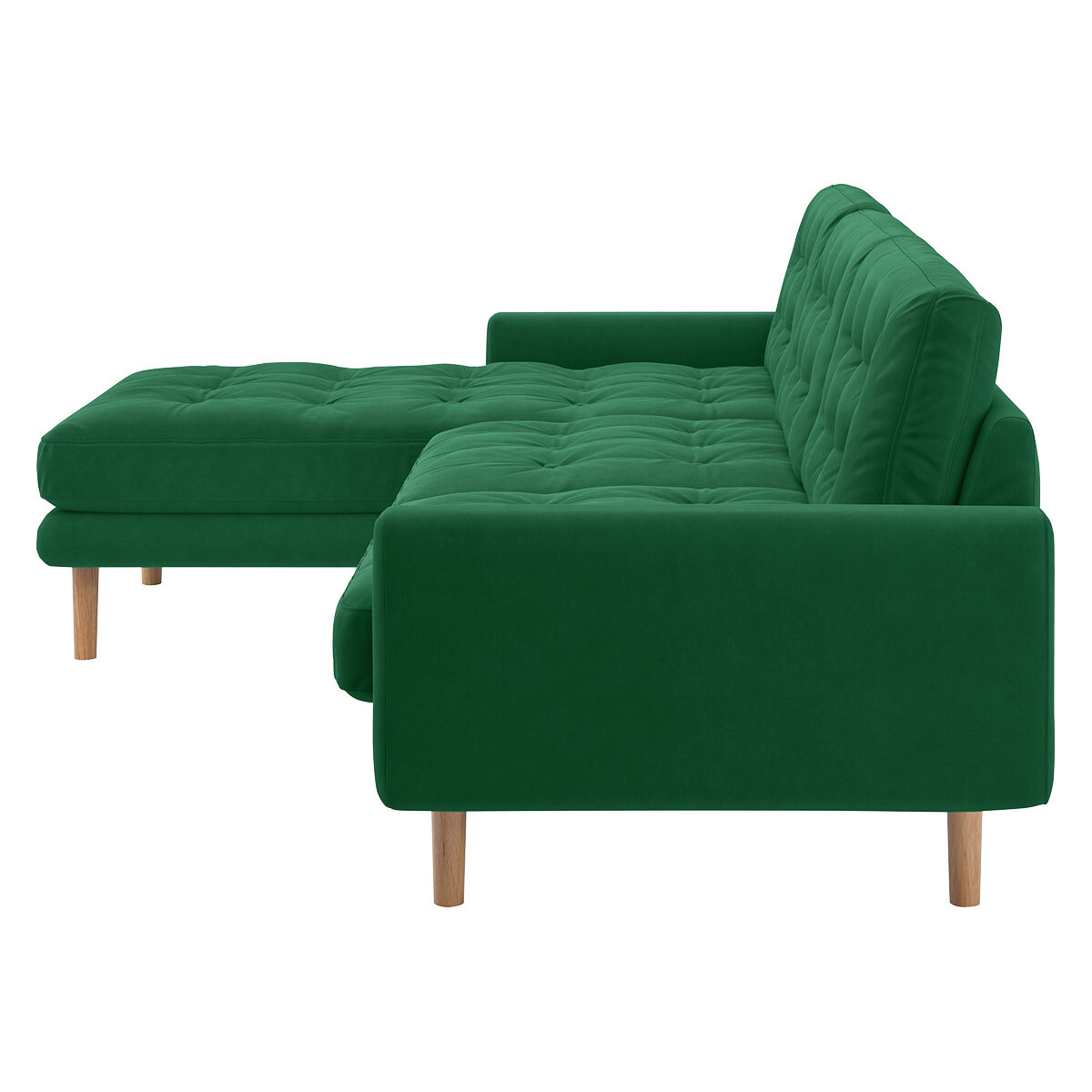Fenner Green Velvet Left-Hand 4 Seater Chaise Sofa, Green – image 4