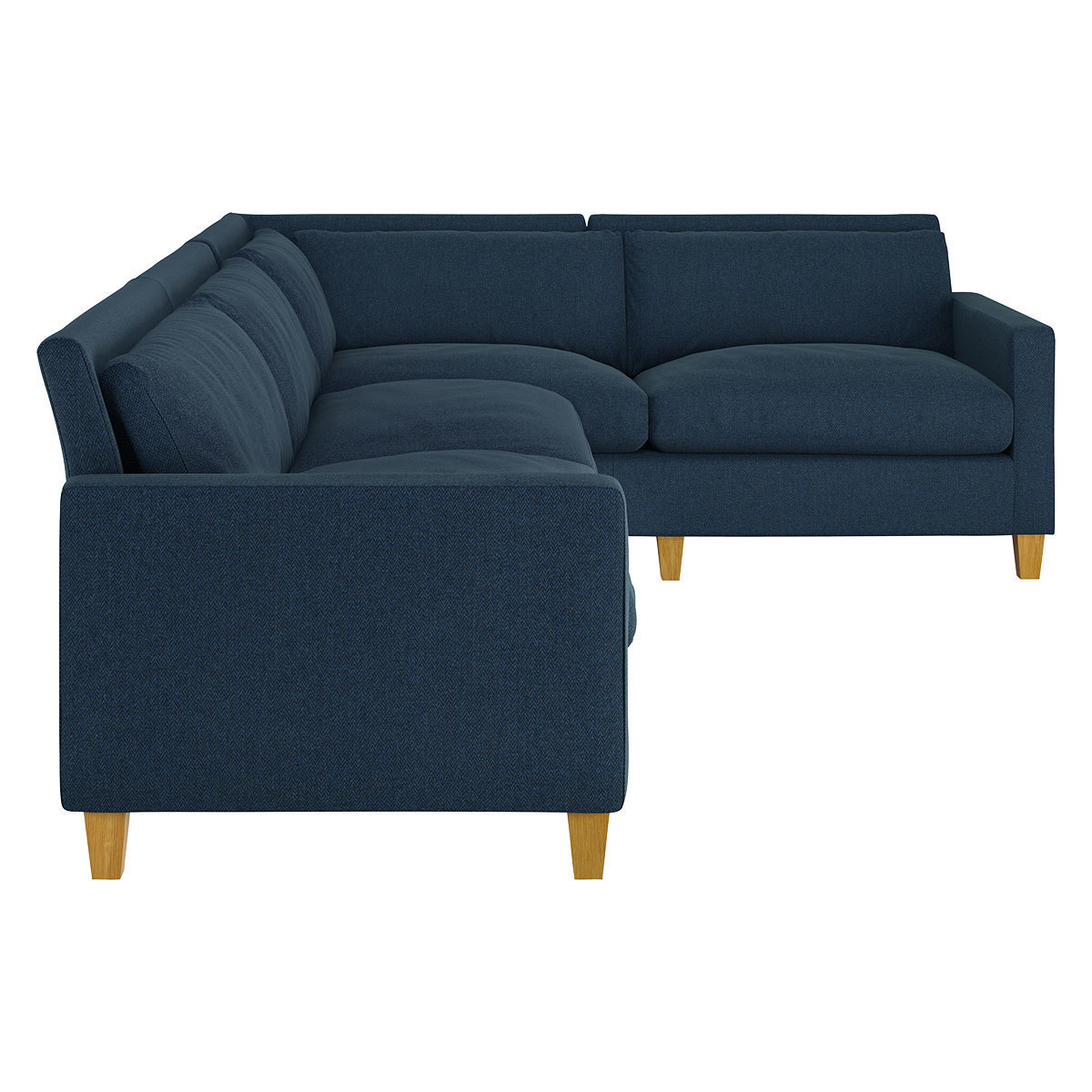 Chester Navy Blue Herringbone Wool Left-Arm Corner Sofa, Oak Feet, Navy – image 3