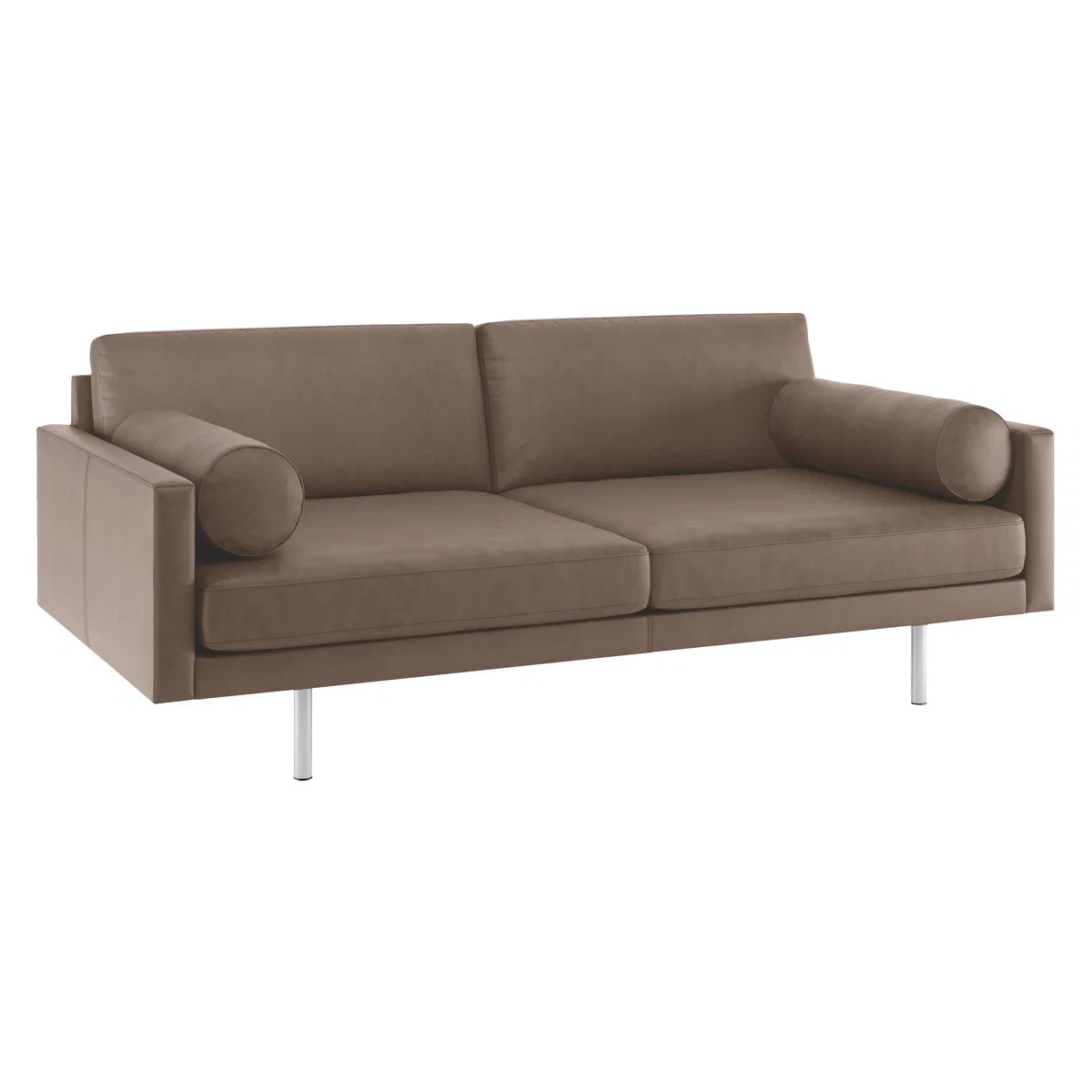 Spencer Light Brown Luxury Leather 3 Seater Sofa, Metal Legs, Light Brown – image 3