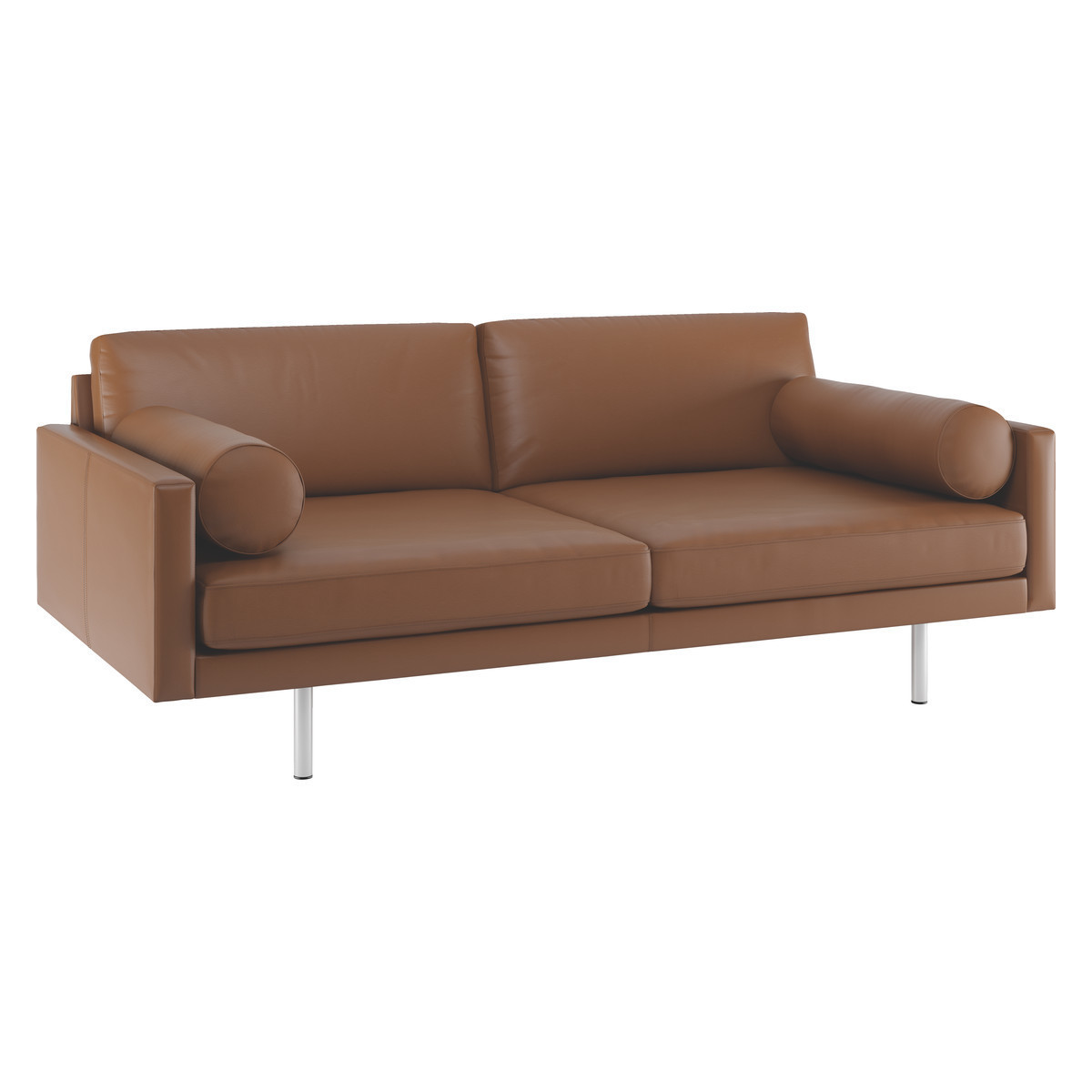 Spencer Light Brown Leather 3 Seater Sofa, Metal Legs, Light Brown – image 3