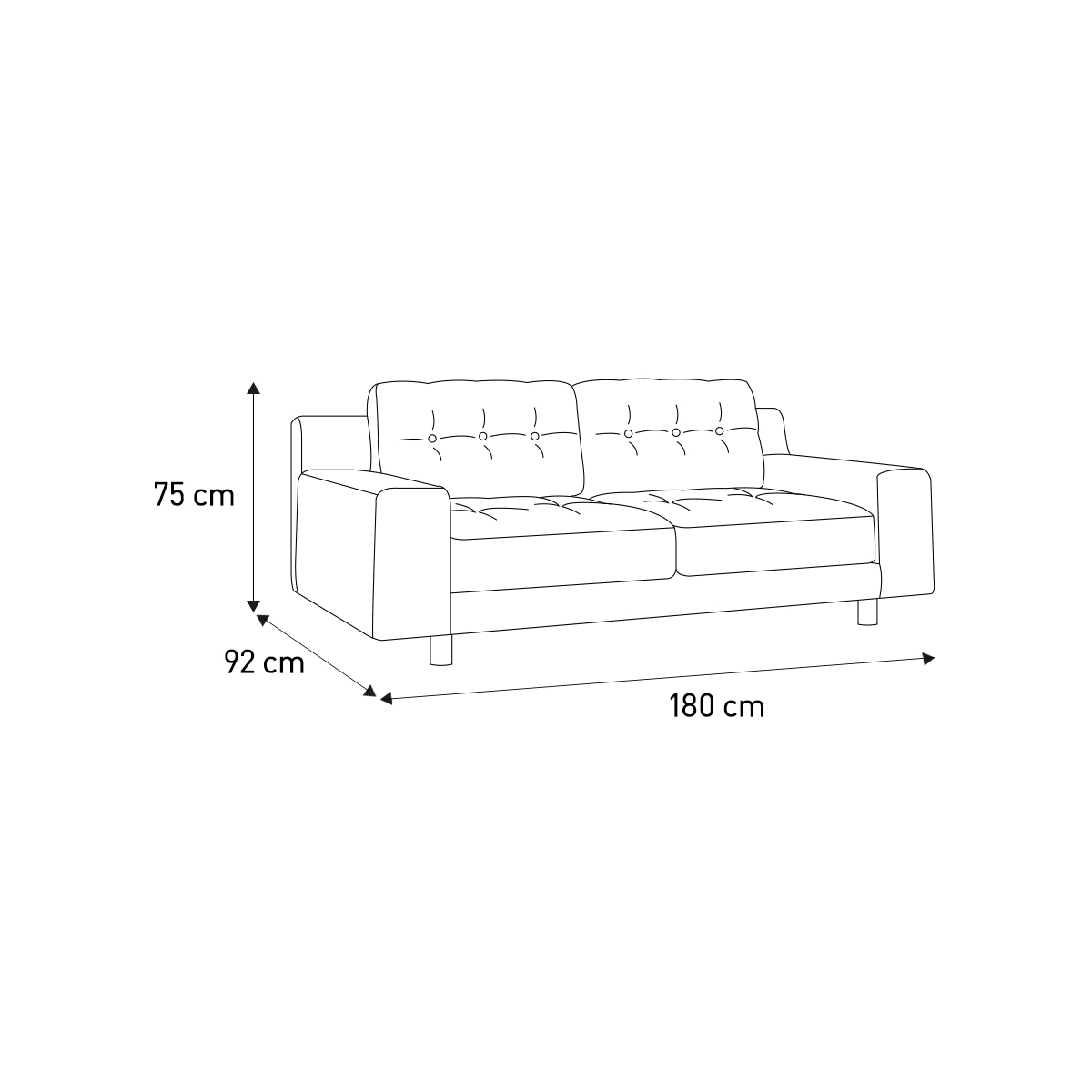 Hendricks Black And White FaBric 2 Seat Sofa, Black & White – image 7