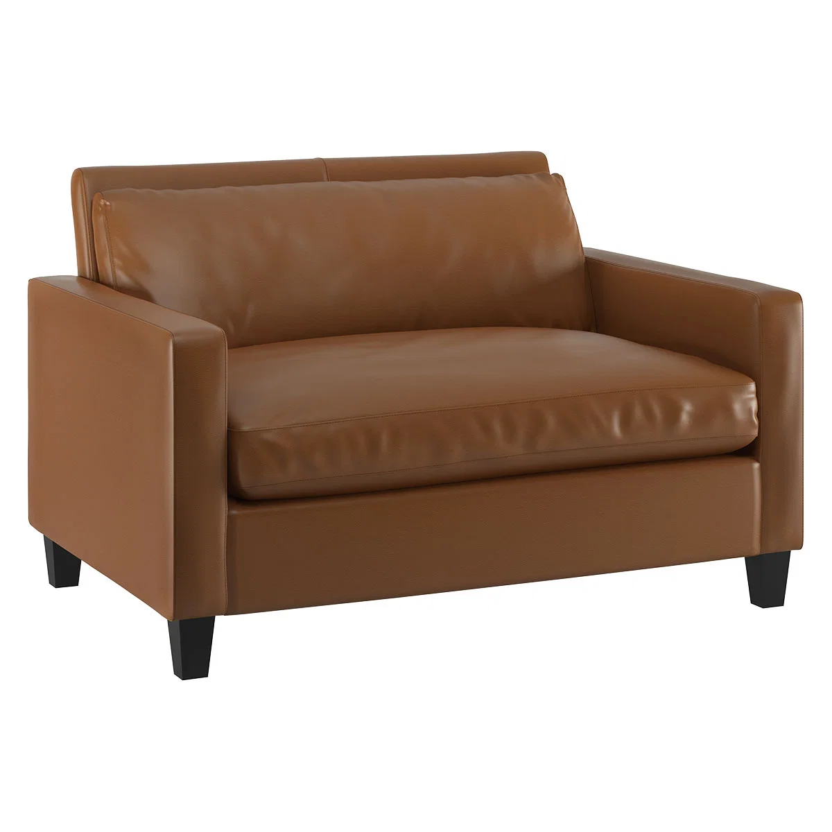 Chester Light Brown Leather Compact Sofa, Dark Stained Feet, Light Brown – image 4