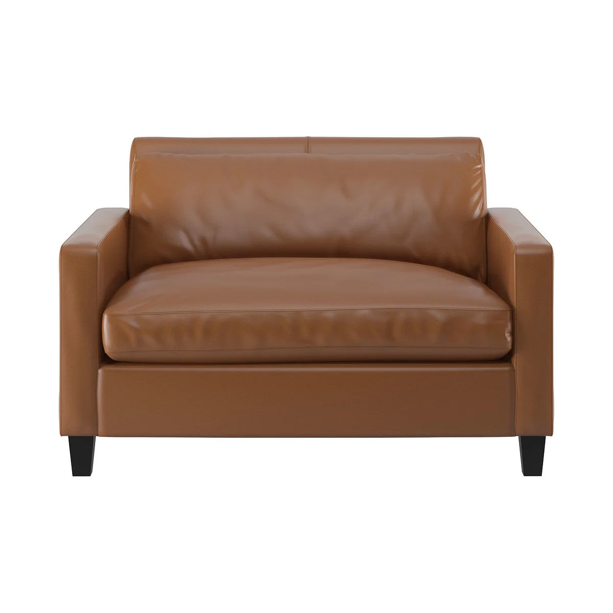 Chester Light Brown Leather Compact Sofa, Dark Stained Feet, Light Brown – image 1