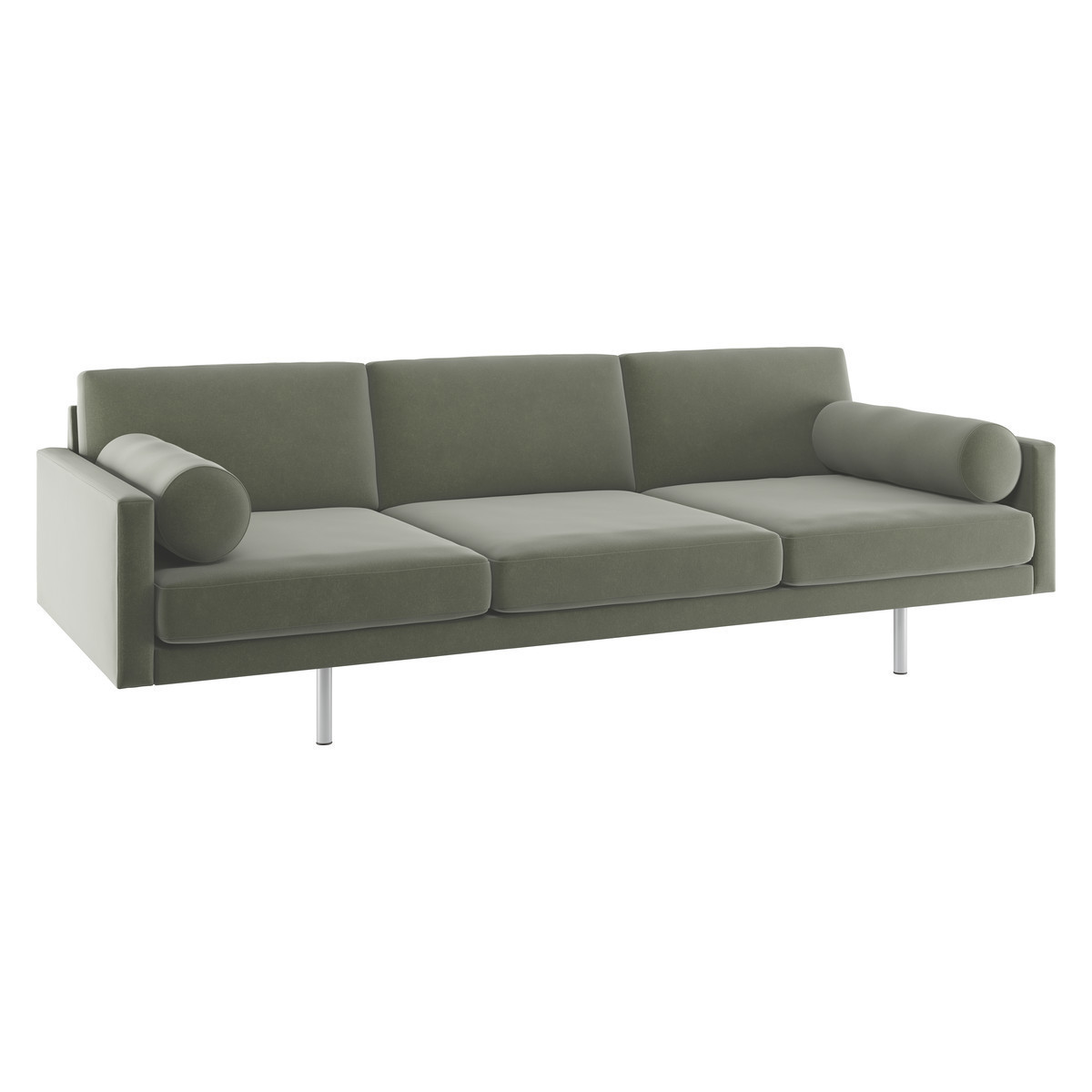 Spencer Sage Green Velvet 4 Seater Sofa, Metal Legs, Green Green – image 3