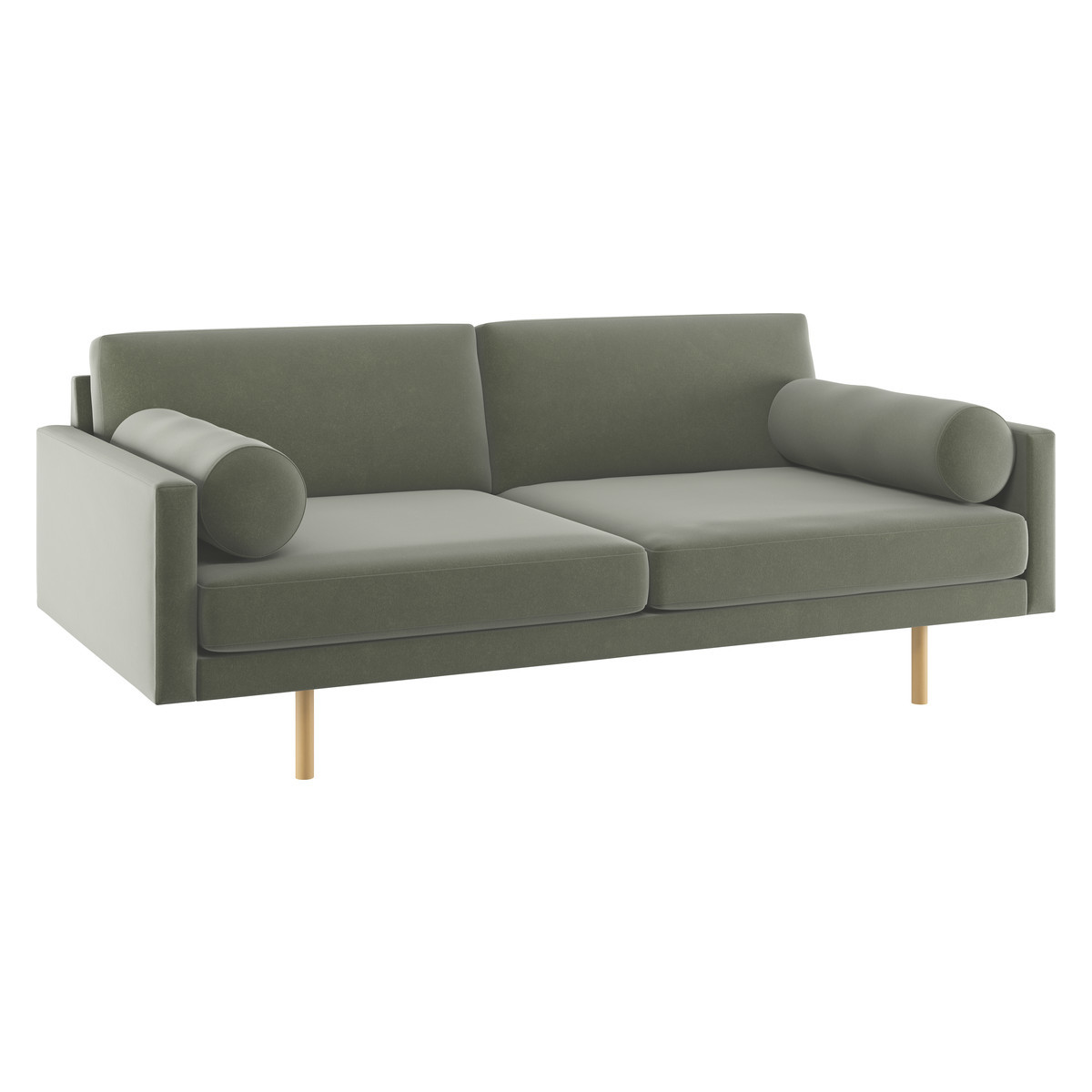 Spencer Sage Green Velvet 3 Seater Sofa, Oak Legs, Green Green – image 3