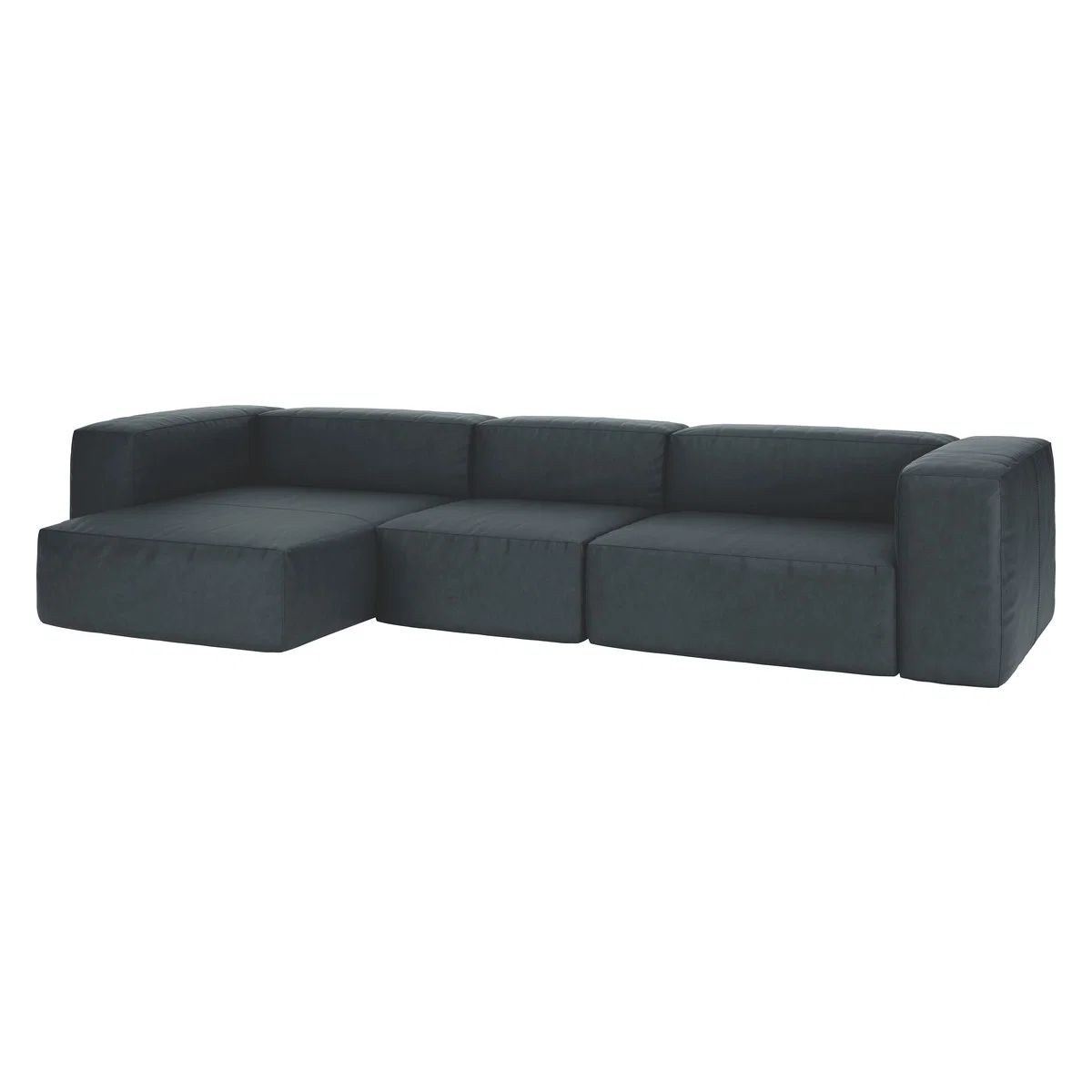 Opollo Dark Grey Luxury Leather Large Left Arm Chaise Sofa, Grey – image 3