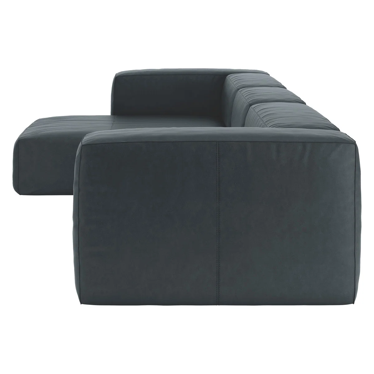 Opollo Dark Grey Luxury Leather Large Left Arm Chaise Sofa, Grey – image 4