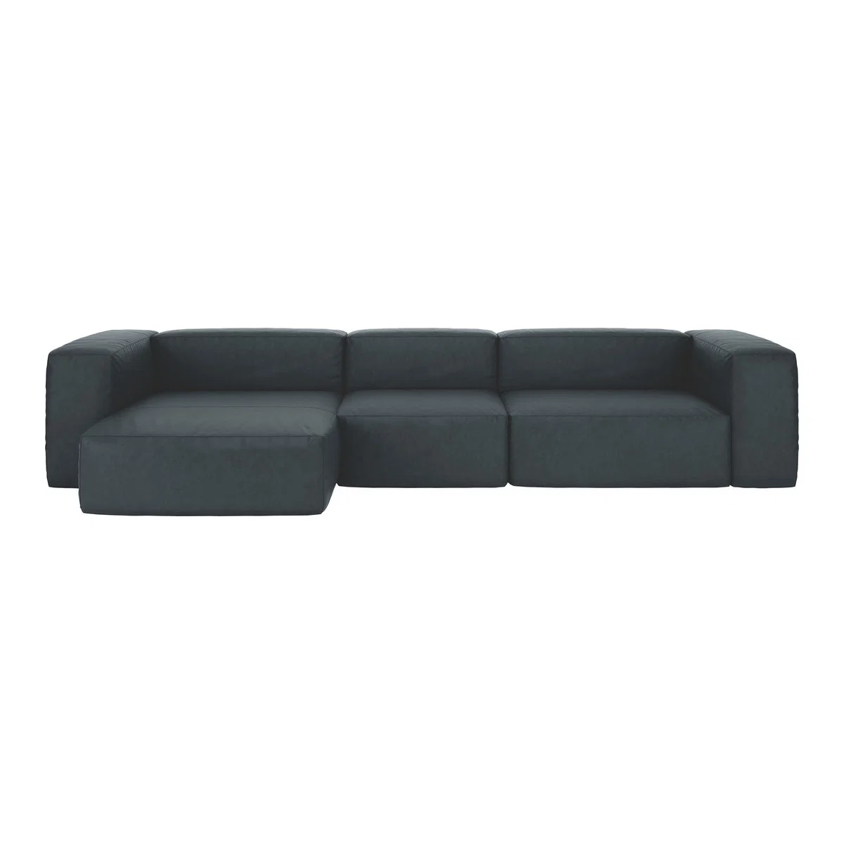 Opollo Dark Grey Luxury Leather Large Left Arm Chaise Sofa, Grey – image 1