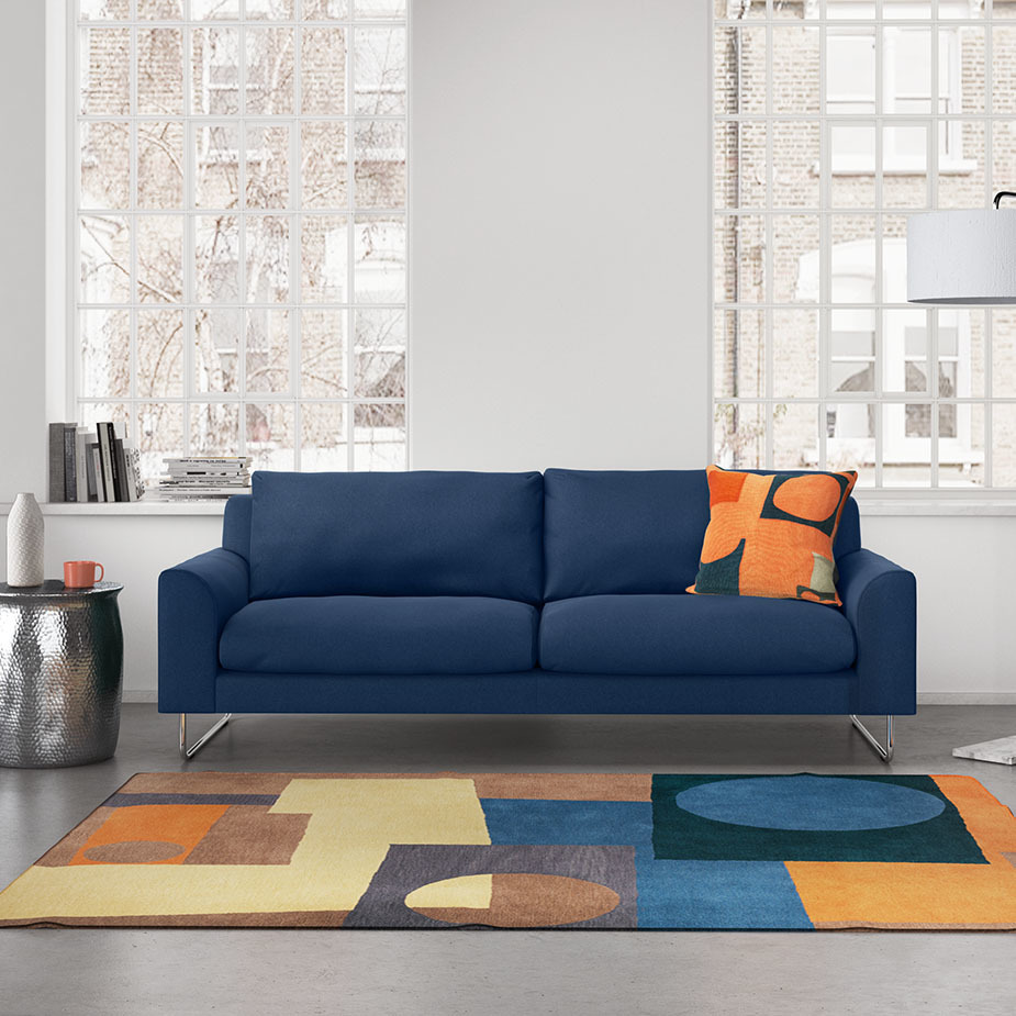Lyle Grey Wool 3 Seater Sofa, Metal Legs, Grey – image 2