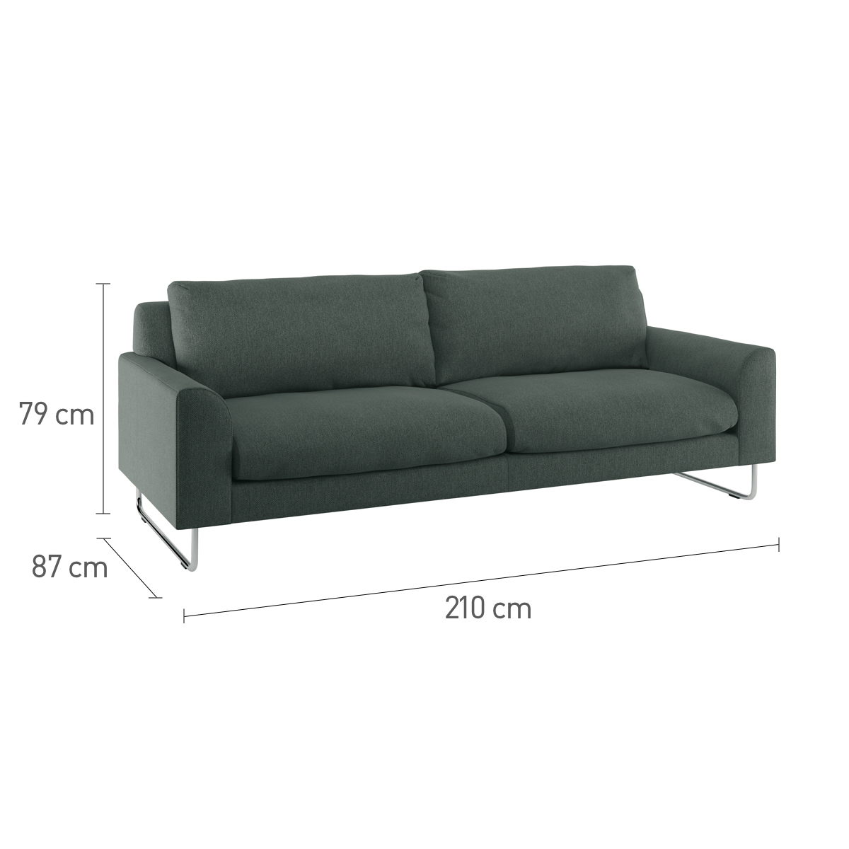 Lyle Grey Wool 3 Seater Sofa, Metal Legs, Grey – image 6