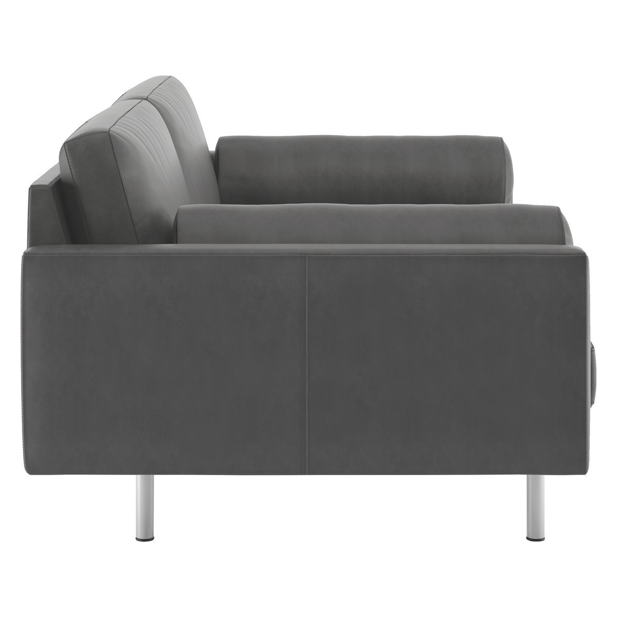 Spencer Grey Luxury Leather 2 Seater Sofa, Metal Legs, Grey – image 4