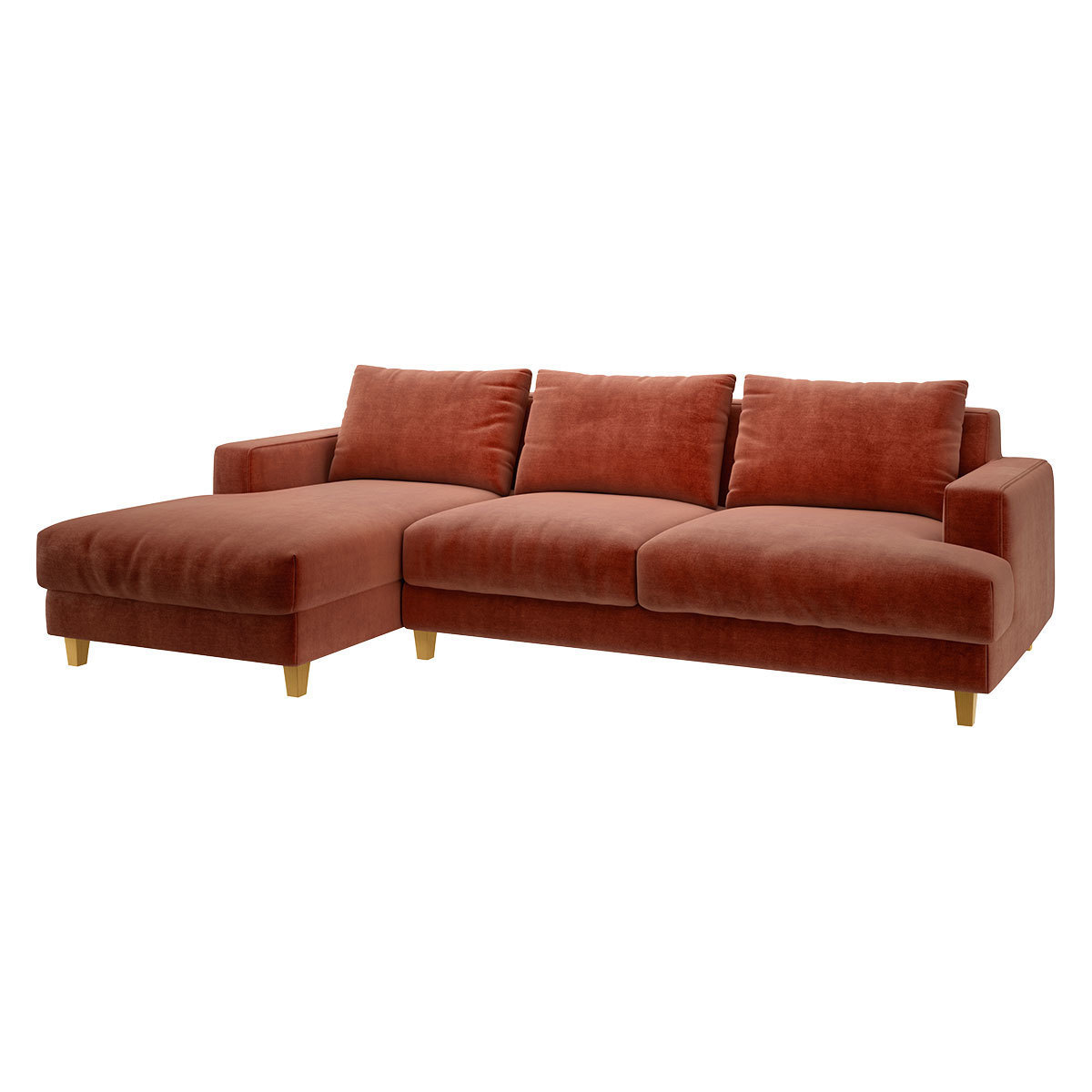 Wiltons Orange Velvet Left Hand Chaise Sofa, Orange – image 3