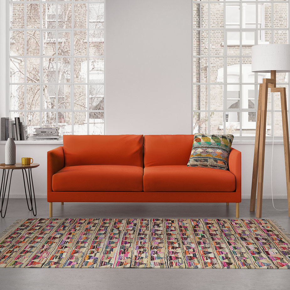 Hyde Yellow Textured Woven FaBric 3 Seater Sofa Bed, Yellow – image 2