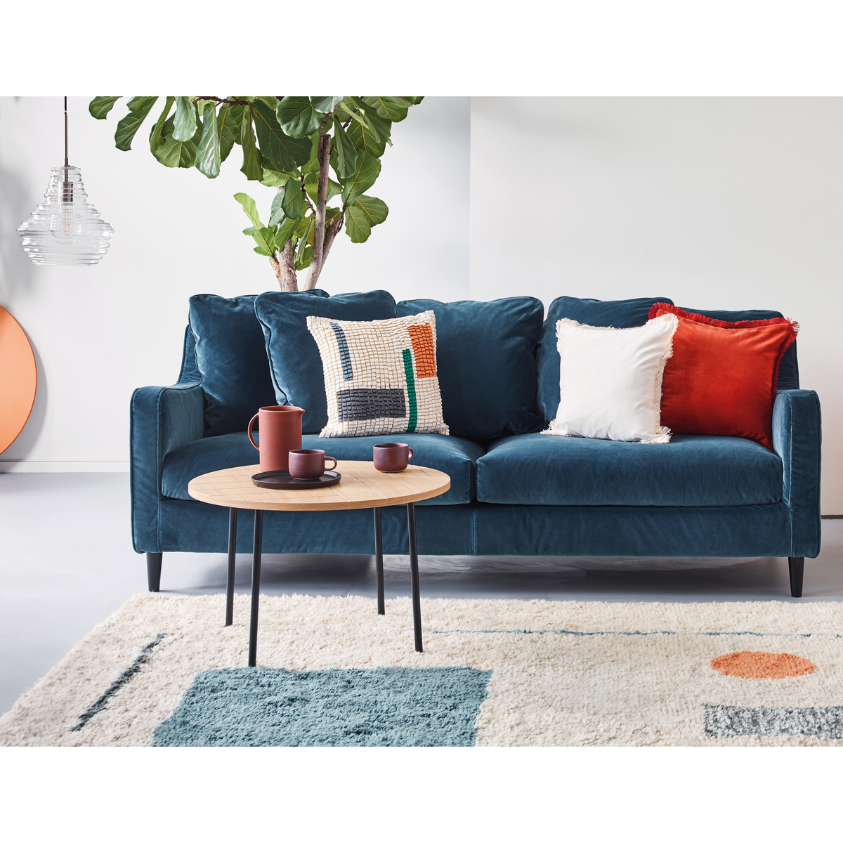 Swift Bleu FaBric Loveseat Sofa, Blue – image 6