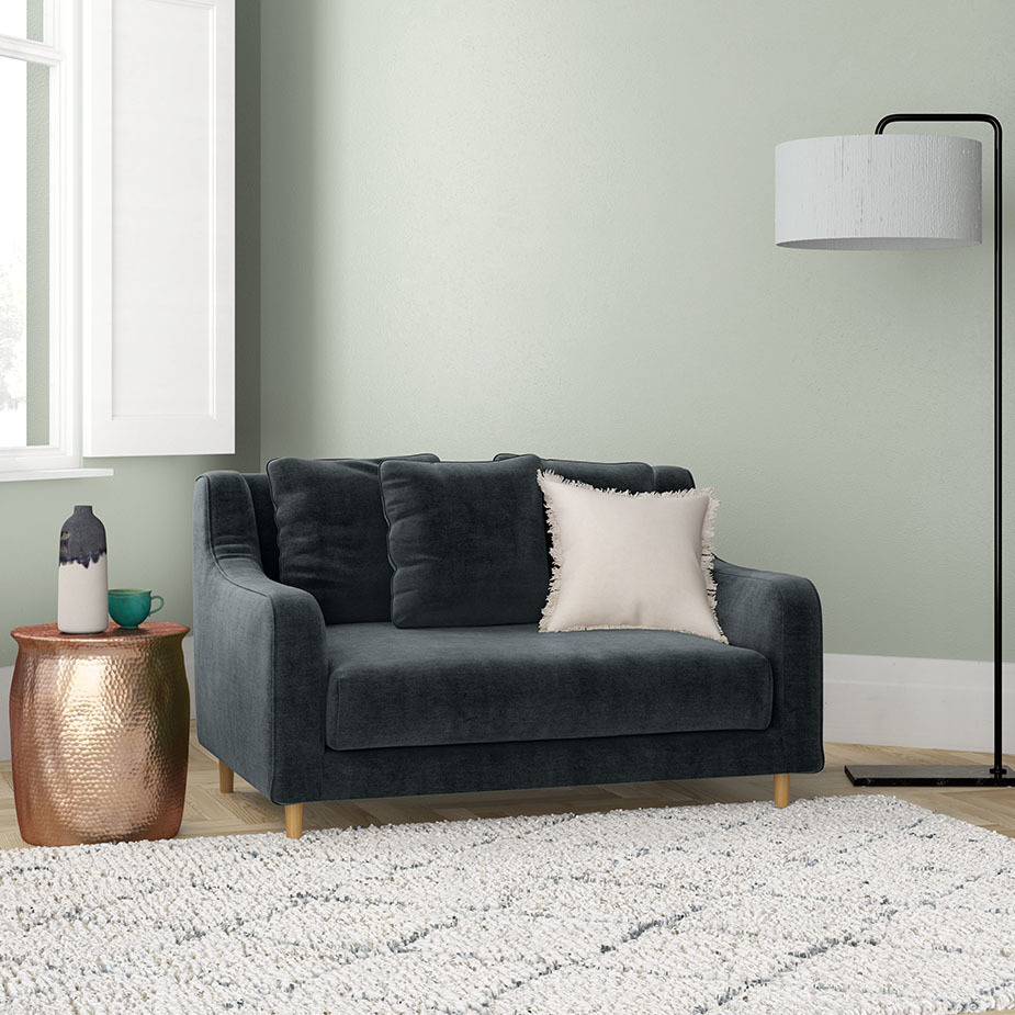 Swift Bleu FaBric Loveseat Sofa, Blue – image 8