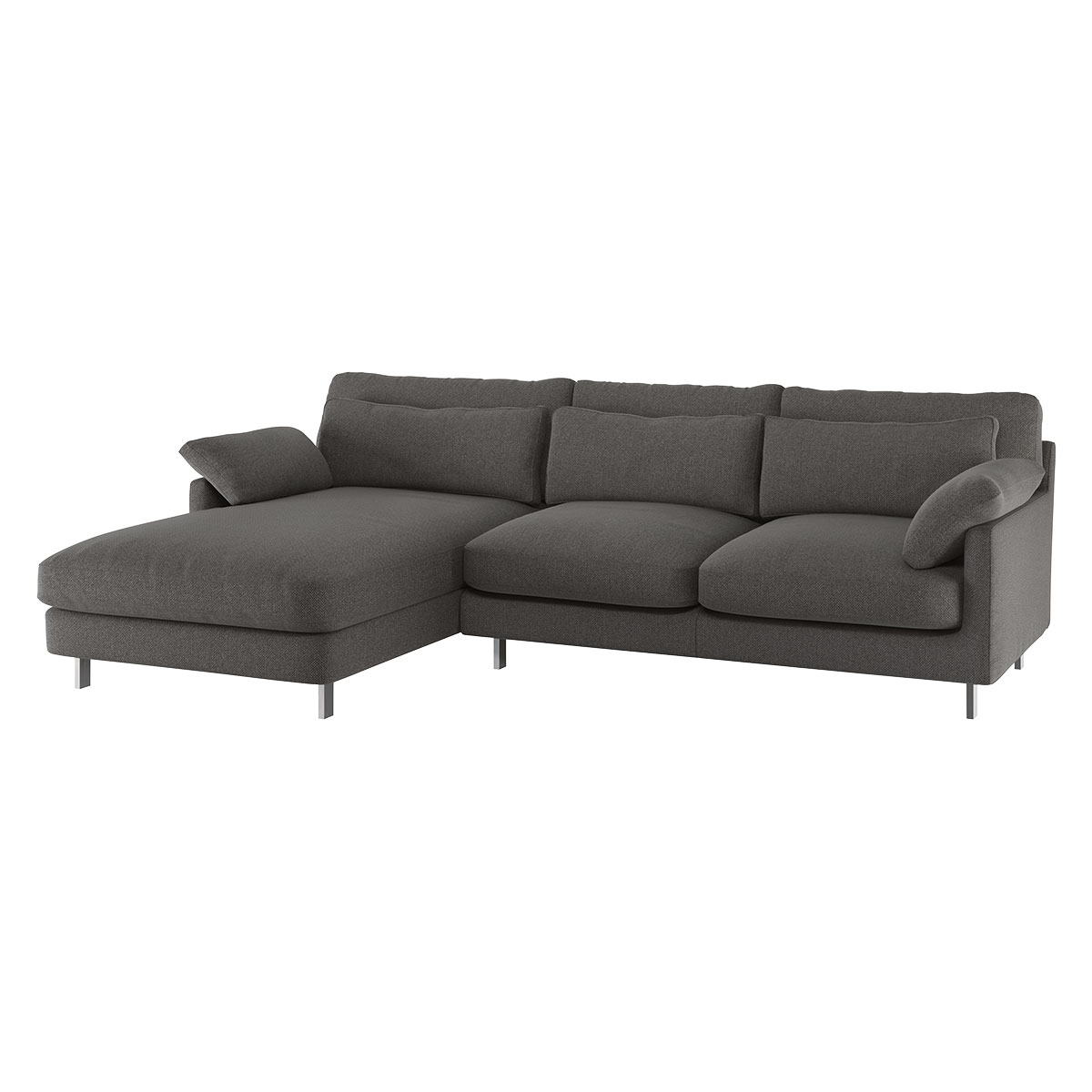 Cuscino Charcoal Grey Wool Herringbone Left-Arm Chaise Sofa, Charcoal – image 3
