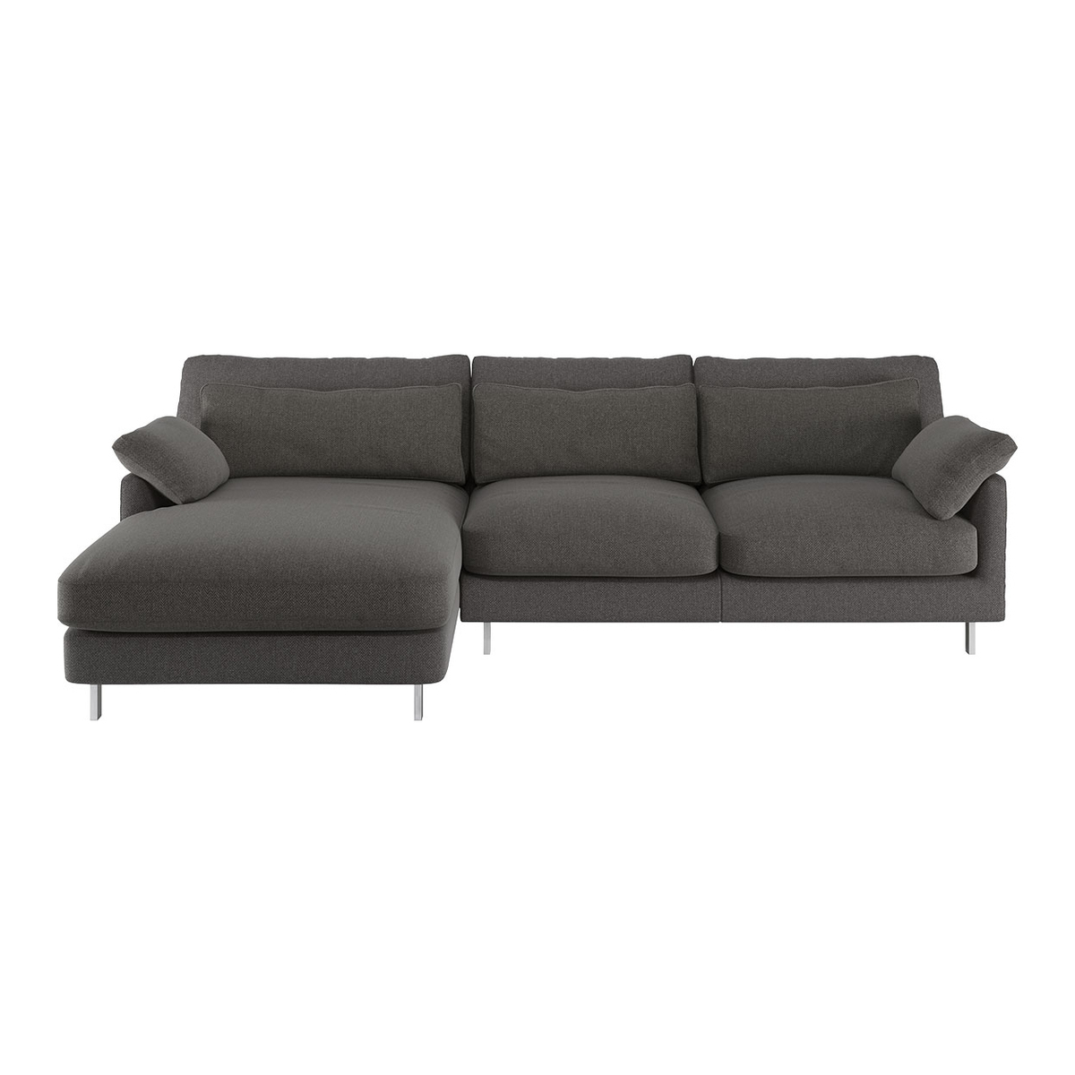 Cuscino Charcoal Grey Wool Herringbone Left-Arm Chaise Sofa, Charcoal – image 1