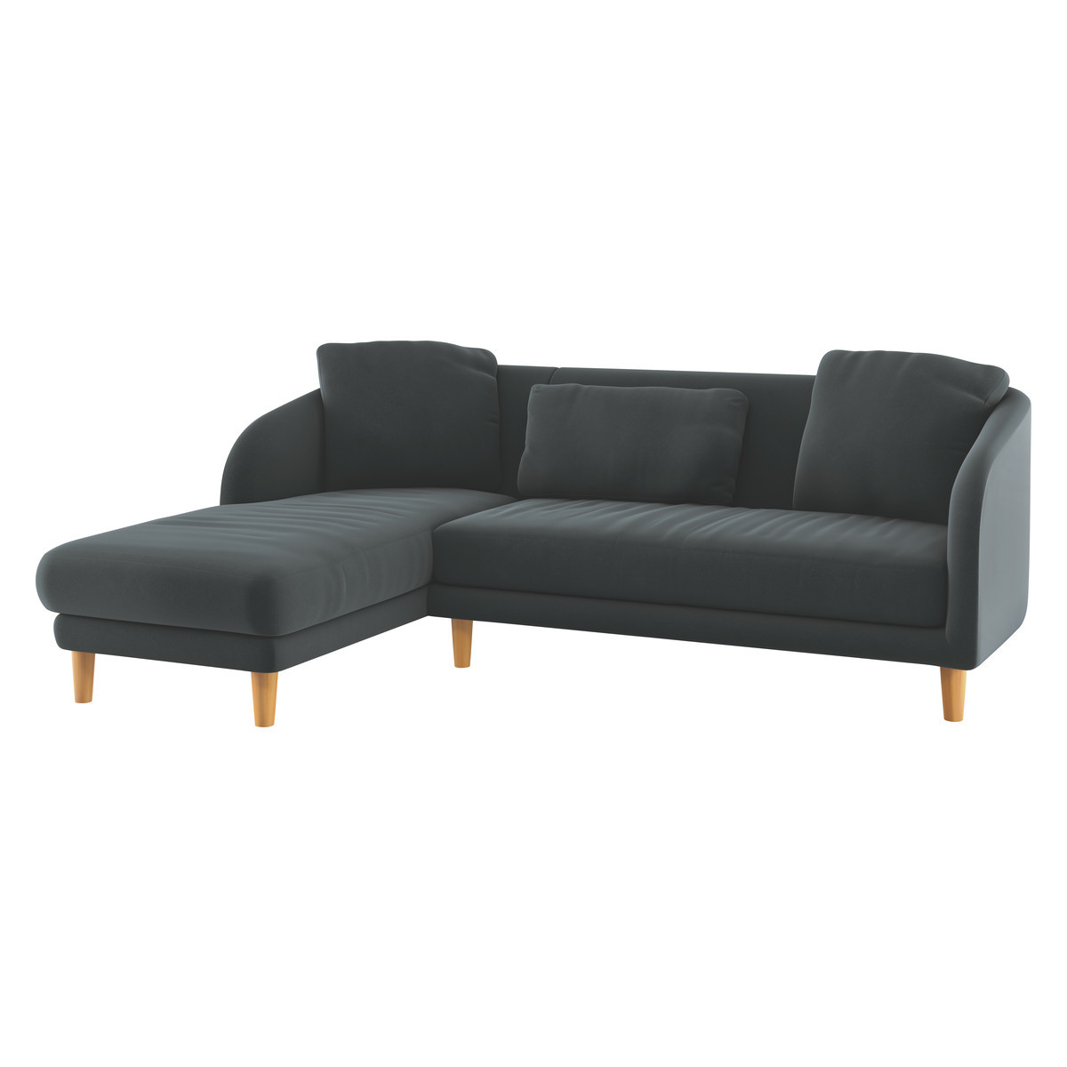 Colby Grey Velvet Left Arm Chaise Sofa, Grey – image 3