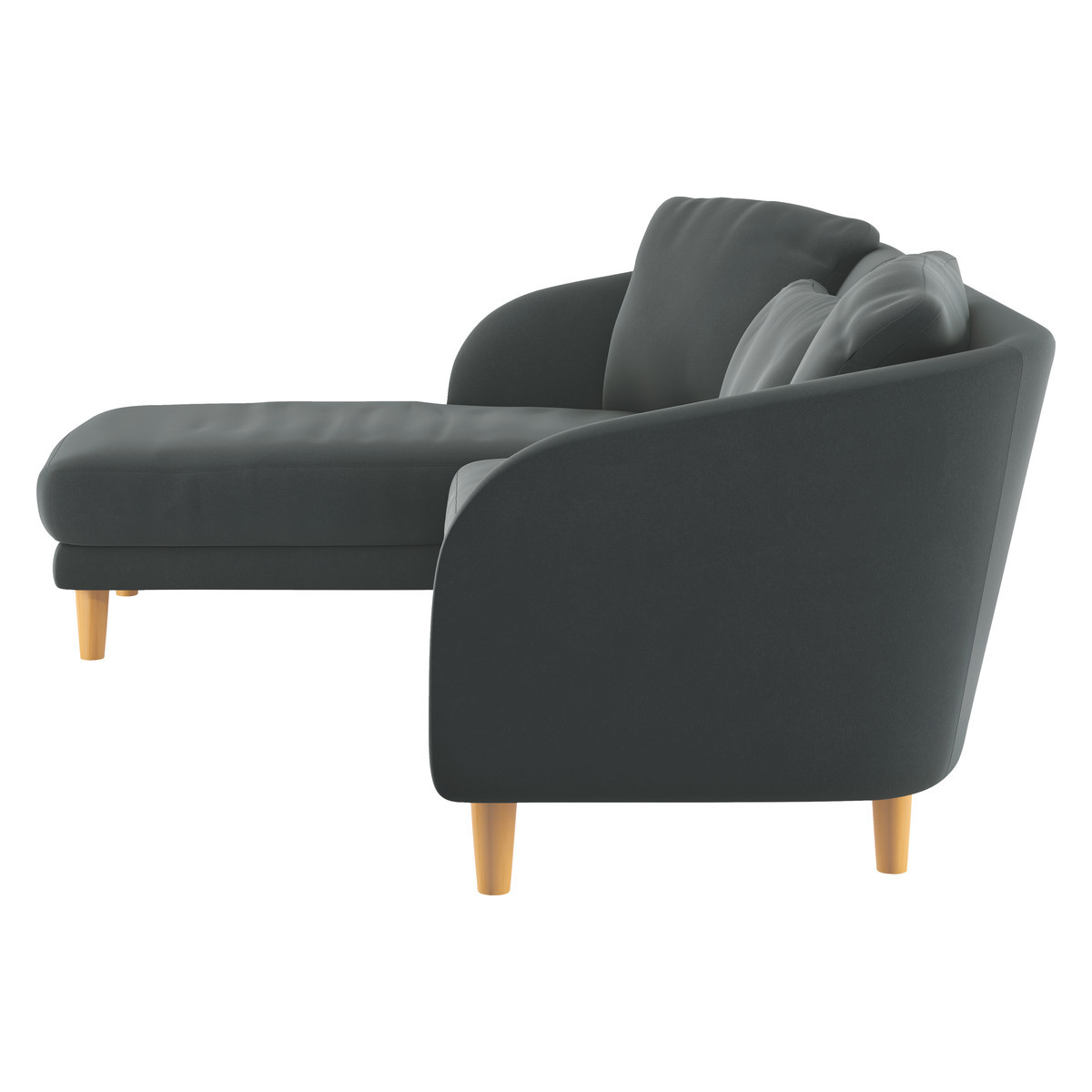 Colby Grey Velvet Left Arm Chaise Sofa, Grey – image 4