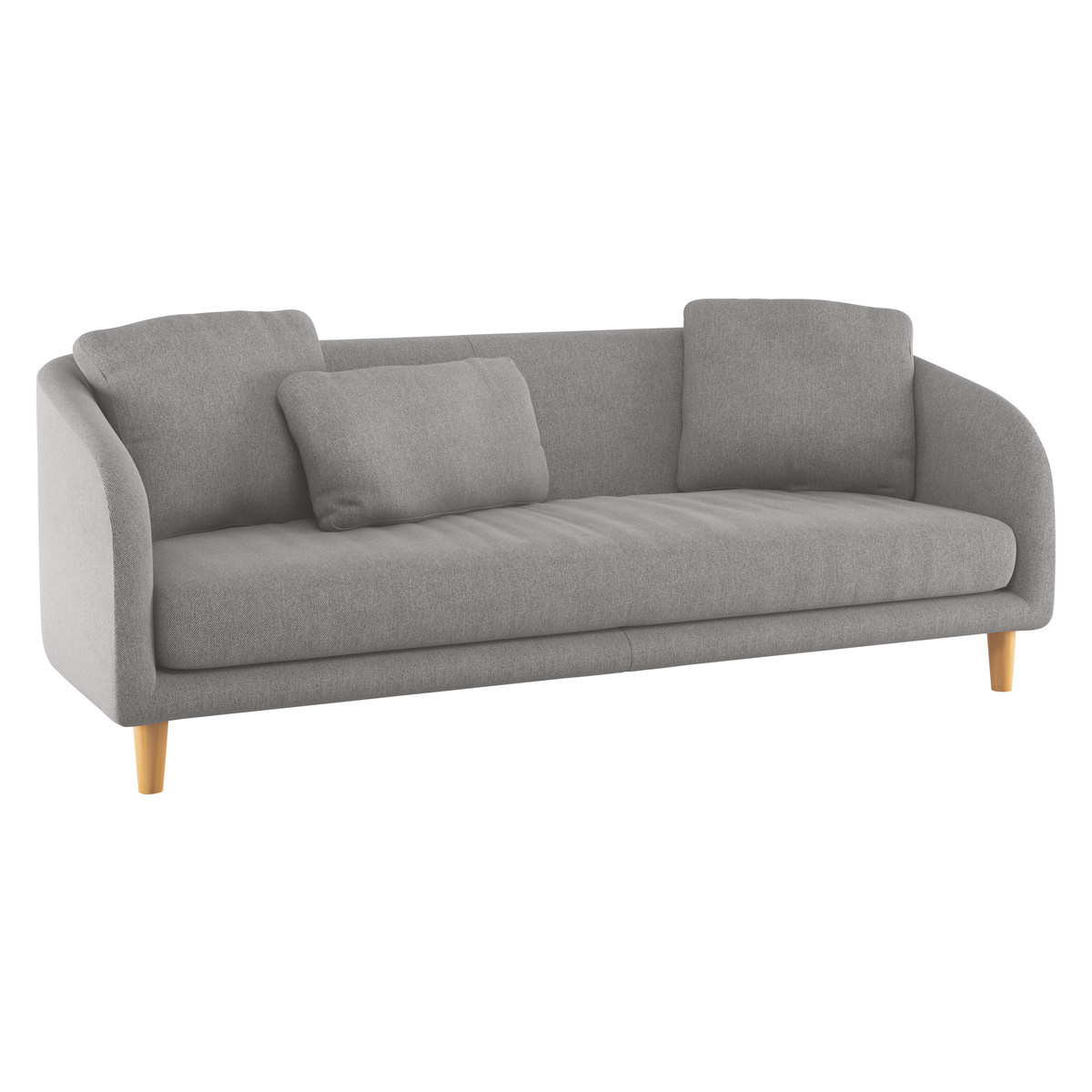 Colby Grey FaBric 3 Seater Sofa, Wooden Feet, Grey – image 3
