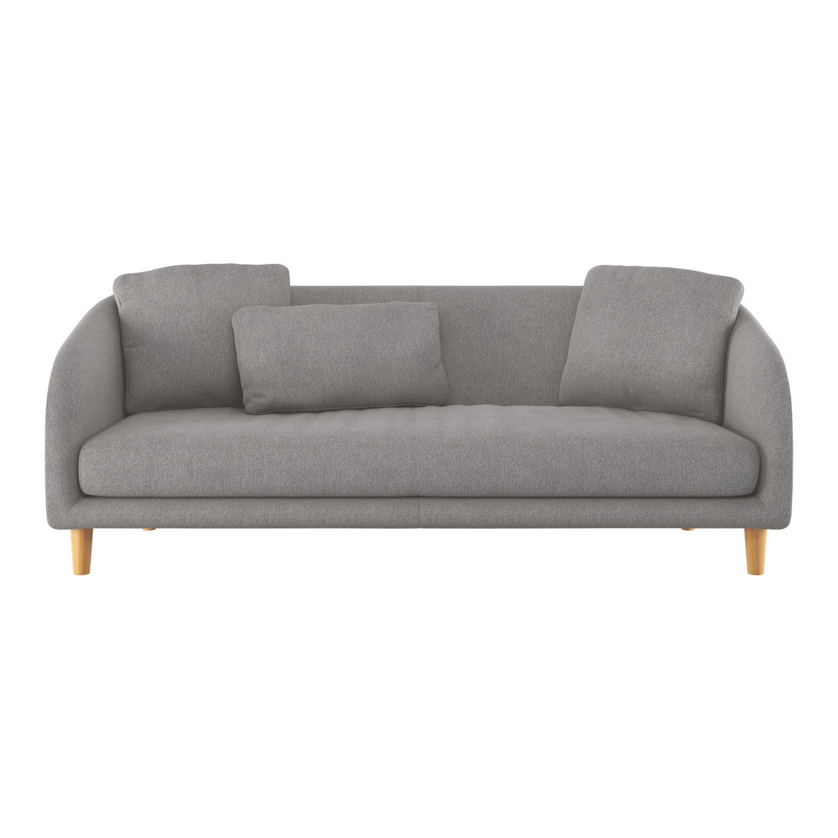 Colby Grey FaBric 3 Seater Sofa, Wooden Feet, Grey – image 1