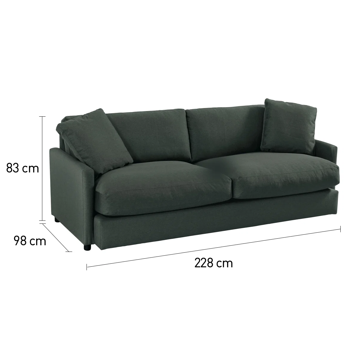 Colin Charcoal Grey FaBric 4 Seater Sofa, Charcoal – image 8