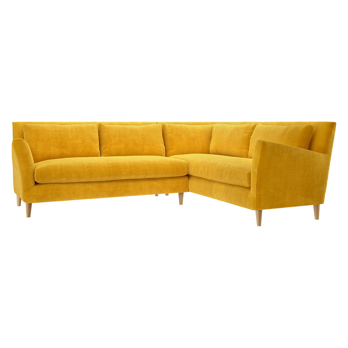 Keele Yellow Velvet Left -Arm Corner Sofa, Yellow – image 3