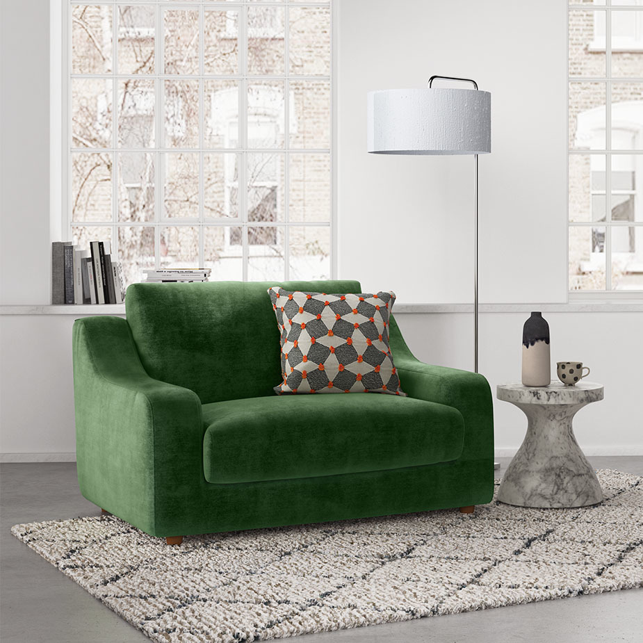 Slope Grey Italian FaBric Woven Loveseat Sofa, Grey – image 2