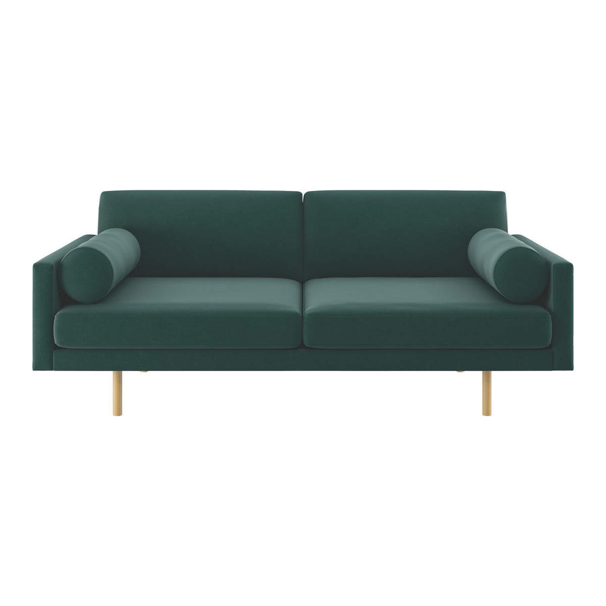 Spencer Emerald Green Velvet 3 Seater Sofa, Oak Legs, Green – image 1
