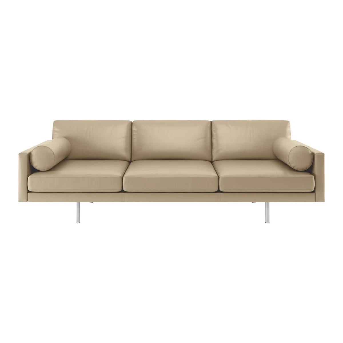 Spencer Stone Leather 4 Seater Sofa, Metal Legs, Stone – image 1
