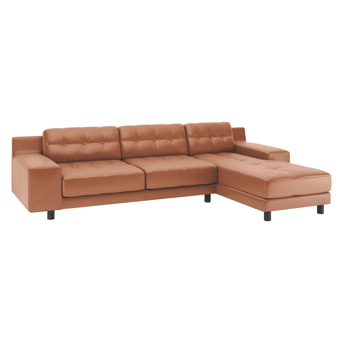 Hendricks Tan Luxury Leather Right Arm Chaise Sofa, Tan – image 3