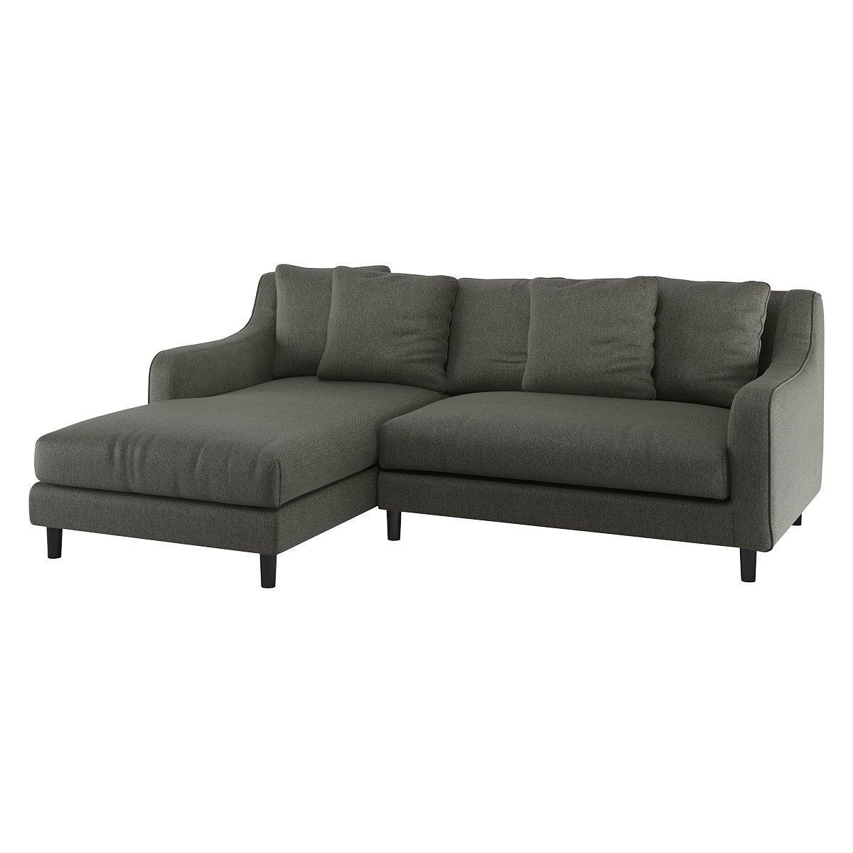 Swift Charcoal Grey FaBric Left Hand Chaise Sofa, Charcoal – image 3
