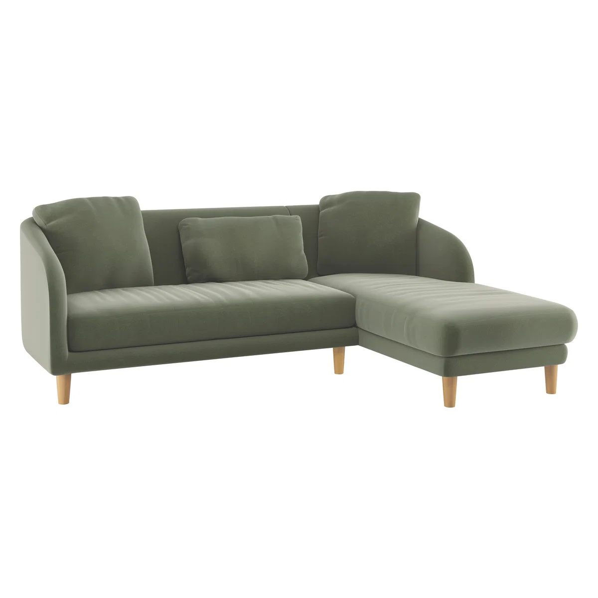 Colby Sage Green Velvet Right Arm Chaise Sofa, Green Green – image 3