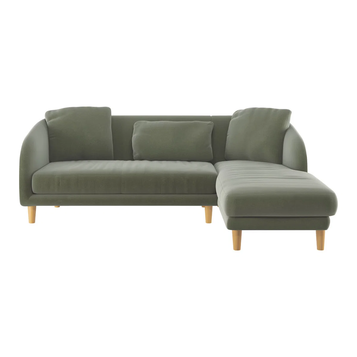Colby Sage Green Velvet Right Arm Chaise Sofa, Green Green – image 1