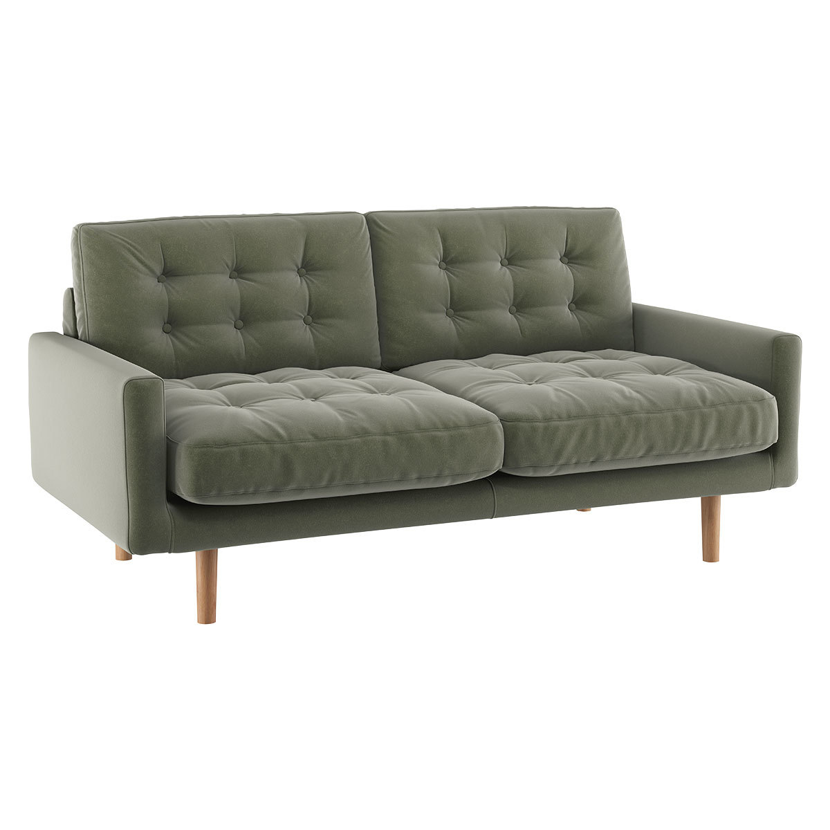 Fenner Sage Green Velvet 2 Seater Sofa, Green Green – image 3