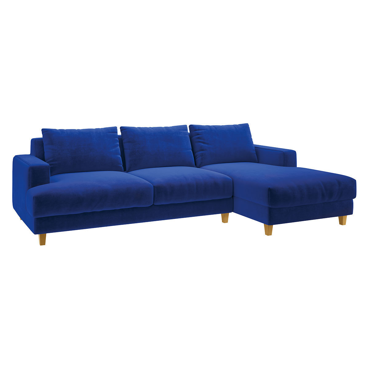 Wiltons Cobalt Blue Velvet Right Hand Chaise Sofa, Blue – image 3