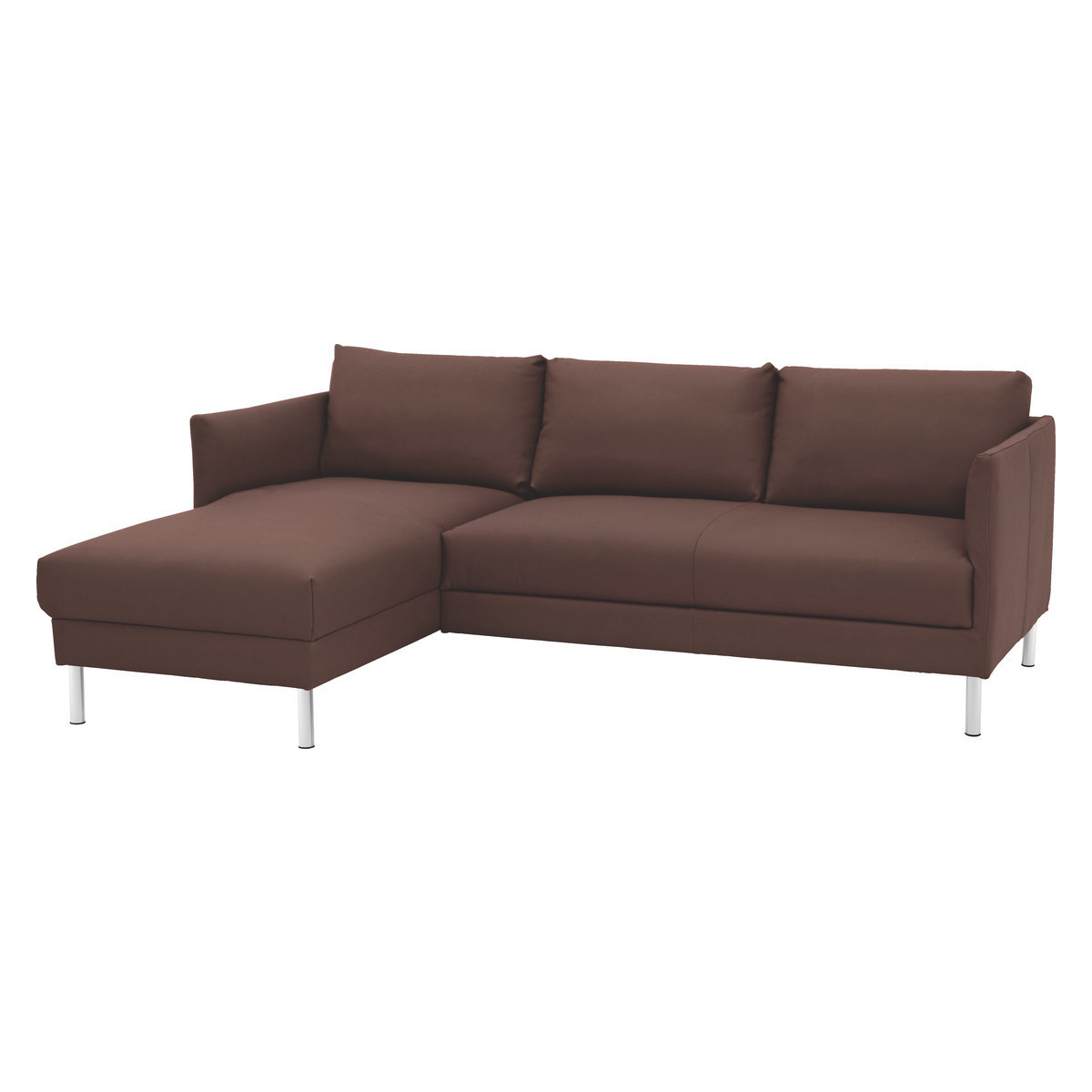 Hyde Brown Premium Leather Left-Arm Chaise Sofa, Metal Leg, Brown – image 3