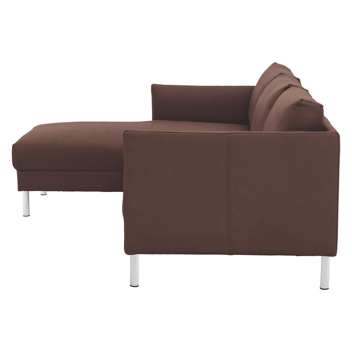 Hyde Brown Premium Leather Left-Arm Chaise Sofa, Metal Leg, Brown – image 4