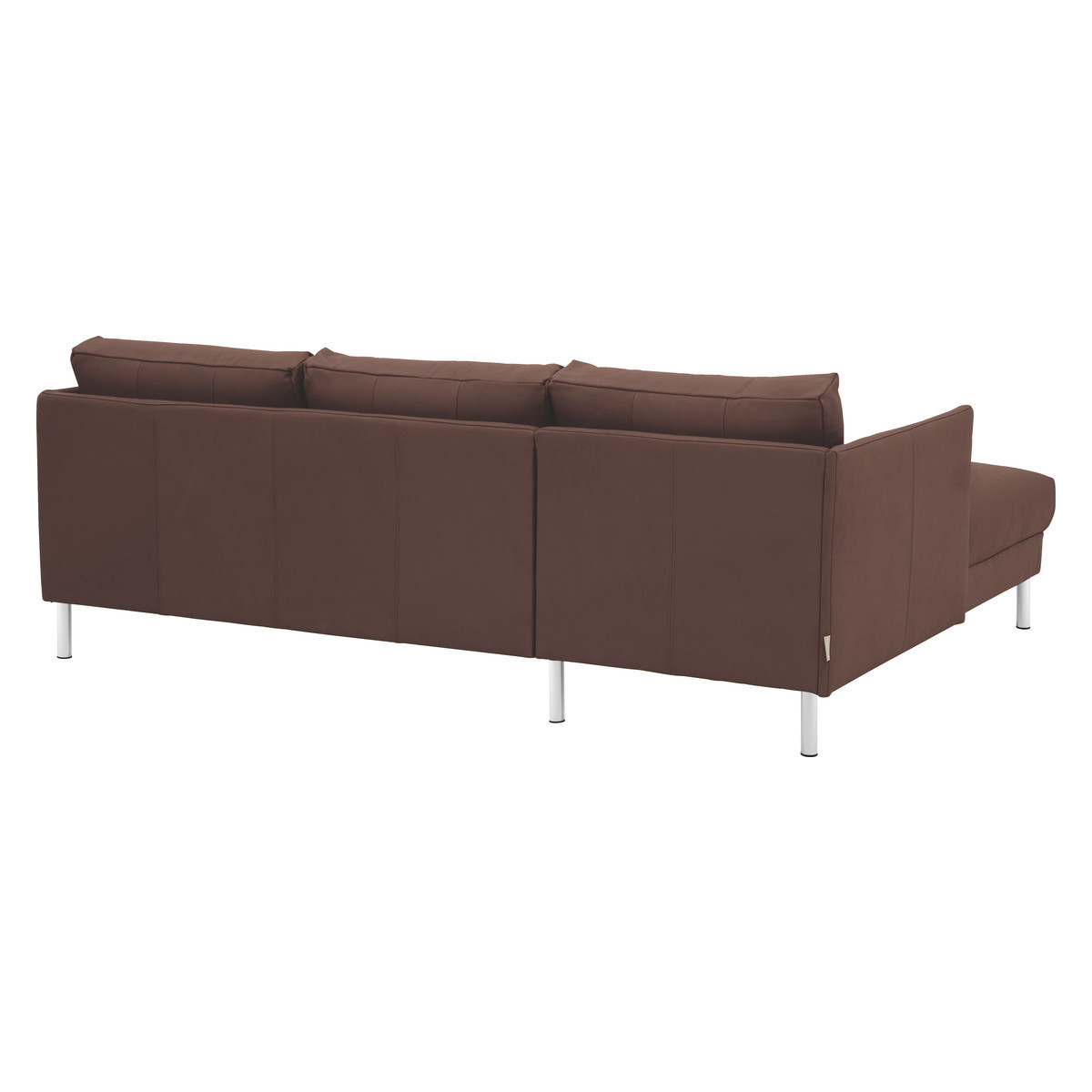 Hyde Brown Premium Leather Left-Arm Chaise Sofa, Metal Leg, Brown – image 5